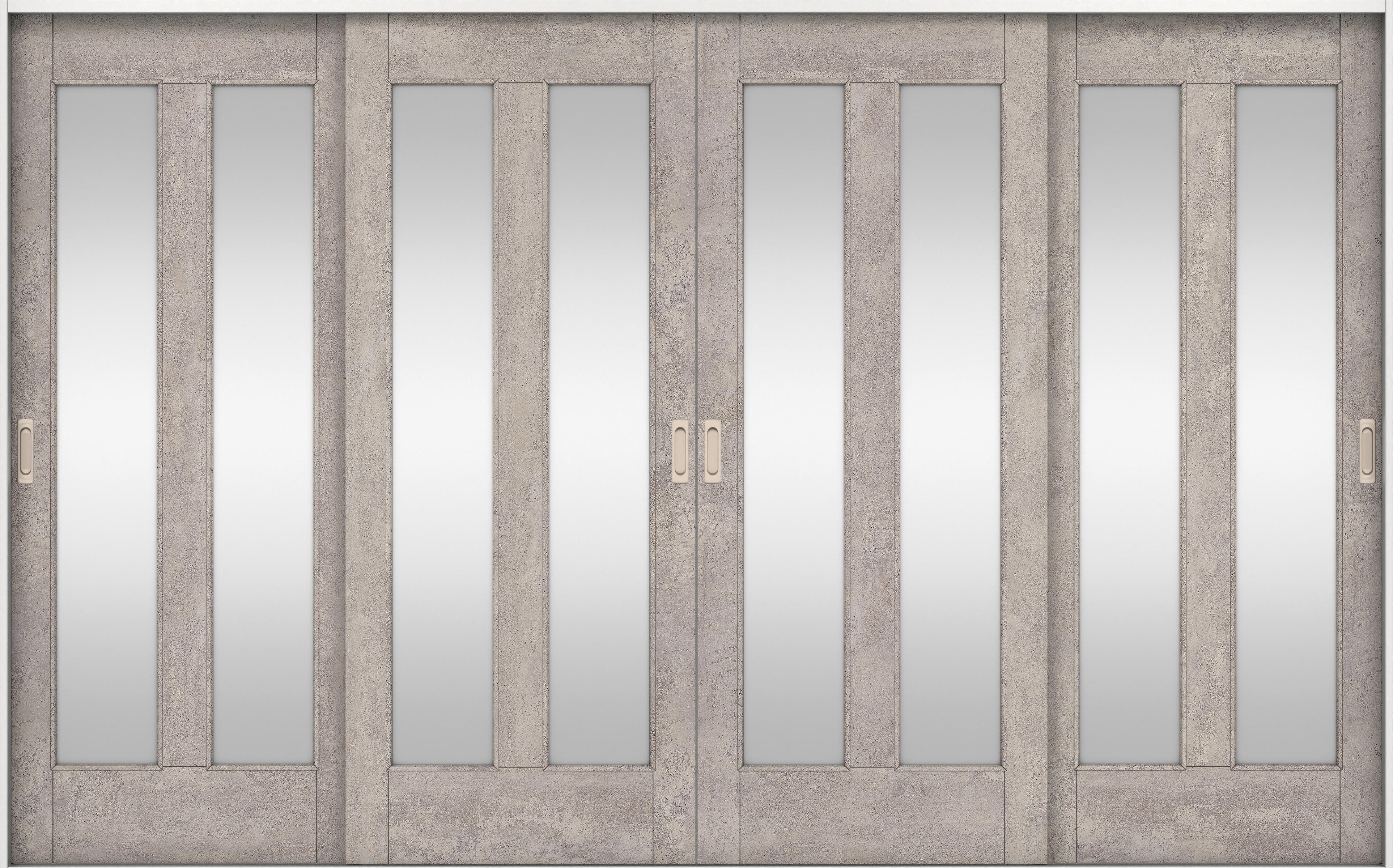 リビングドア　イエリア　引戸・４枚引違　扉セット　０６デザイン　３２６６幅用　２０００高　〈コンクリートグレー柄〉　左右兼用　錠なし　ラクラクローズ付