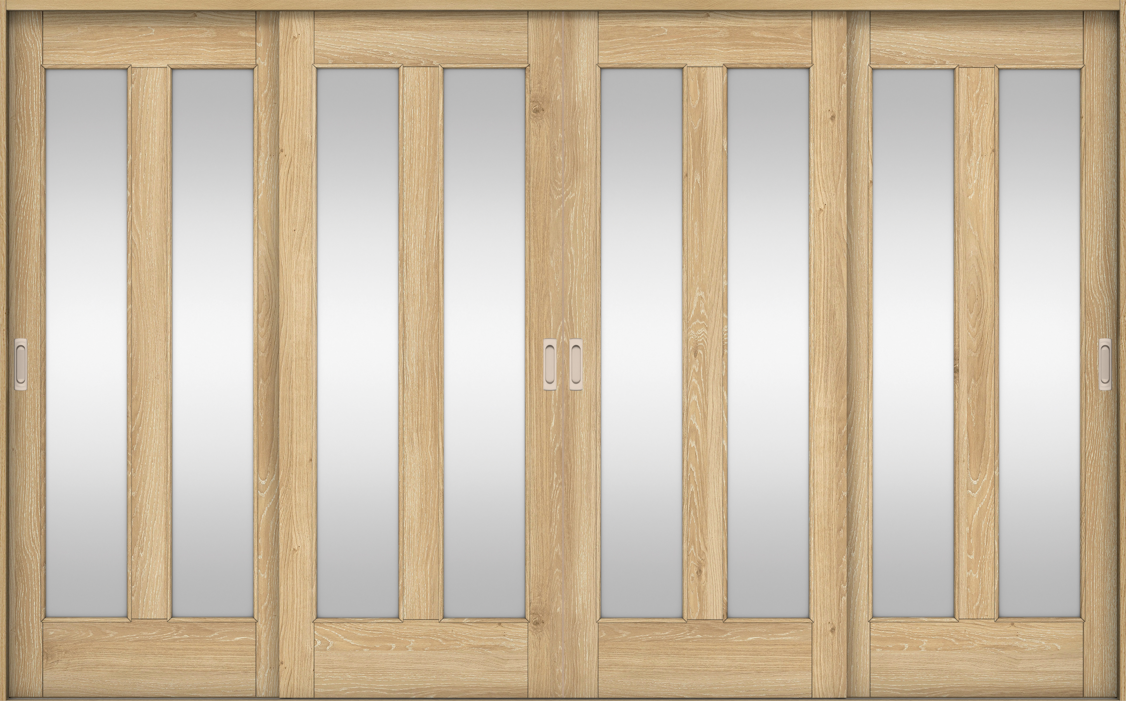 リビングドア　イエリア　引戸・４枚引違　扉セット　０６デザイン　３２６６幅用　２０００高　〈ミルキーオーカー柄〉　左右兼用　錠なし　ラクラクローズ付