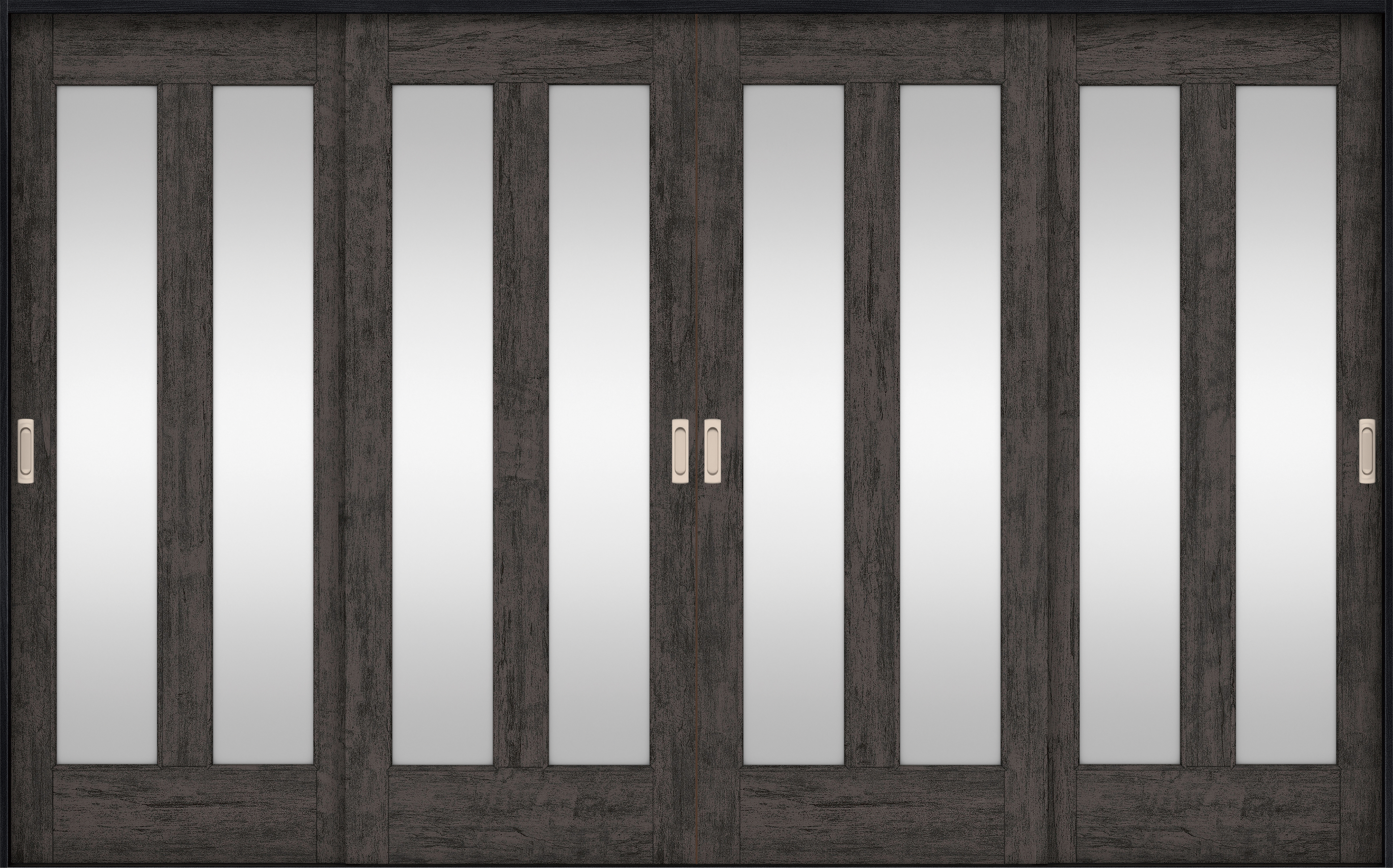 リビングドア　イエリア　引戸・４枚引違　扉セット　０６デザイン　３２６６幅用　２０００高　〈ドライブラック柄〉　左右兼用　錠なし　ラクラクローズ付