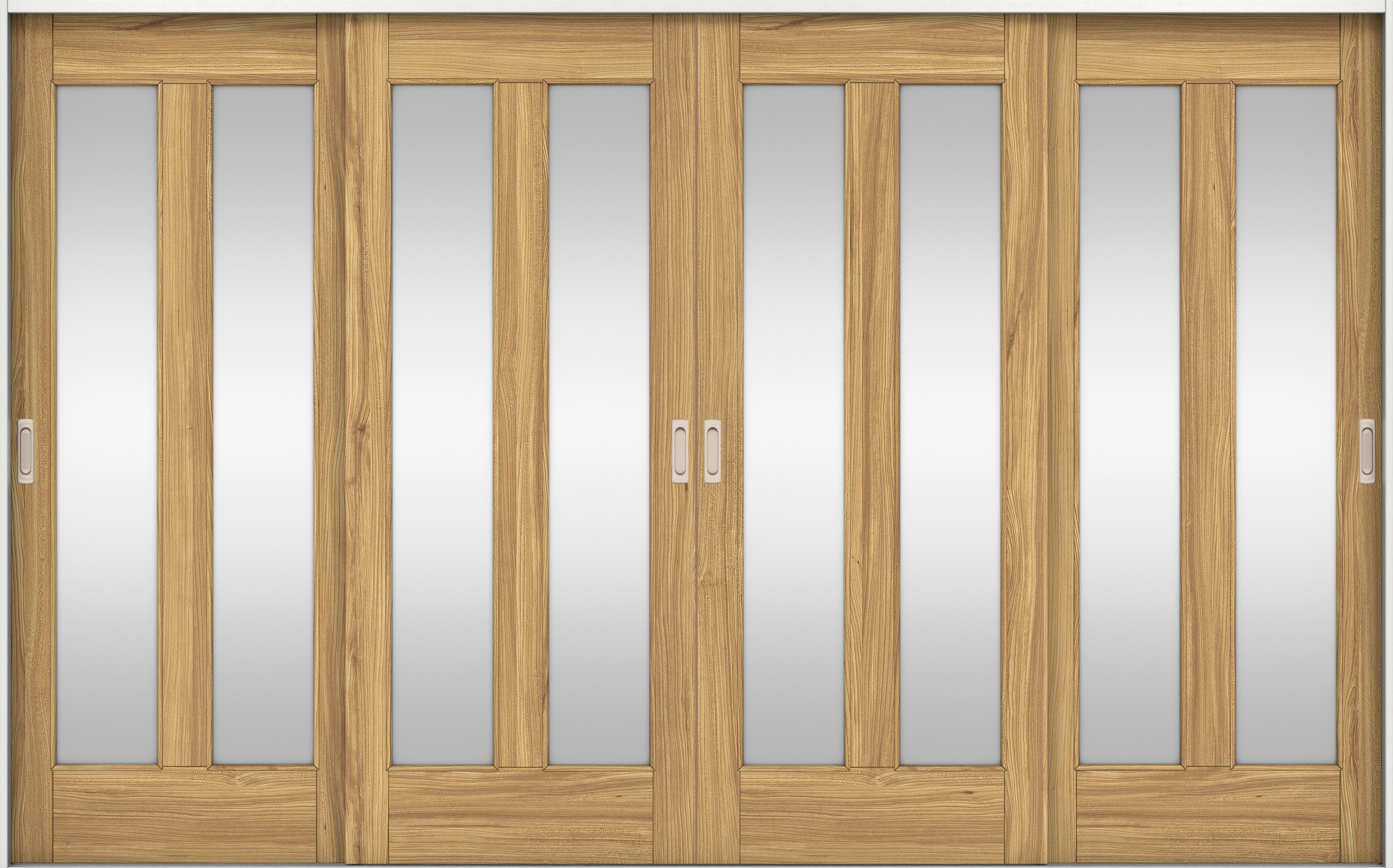 リビングドア　イエリア　引戸・４枚引違　扉セット　０６デザイン　３２６６幅用　２０００高　〈シナモンブラウン柄〉　左右兼用　錠なし　ラクラクローズ付