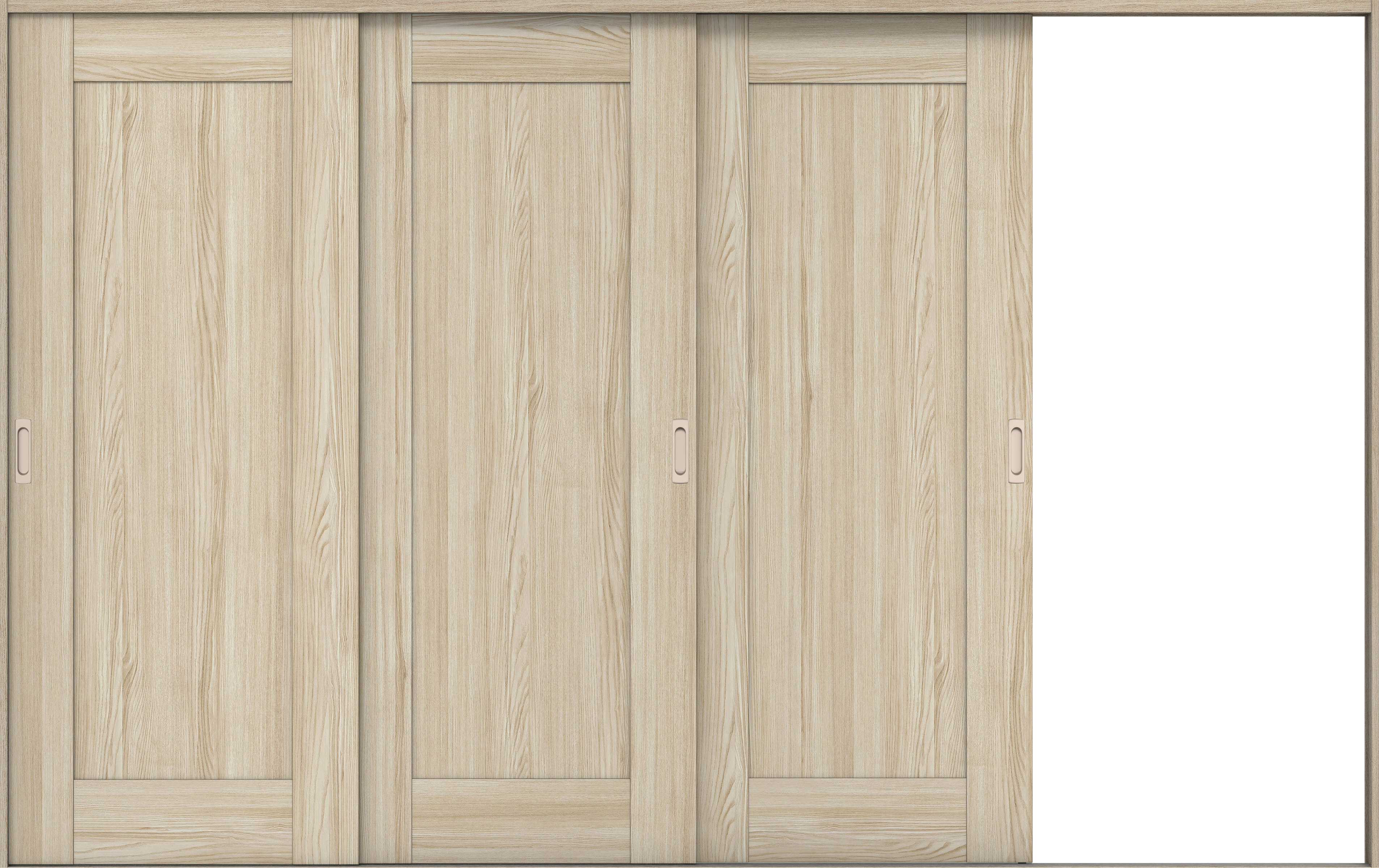 リビングドア　イエリア　引戸・３枚片引　扉セット　３８デザイン　３２２９幅用　２０００高　〈ソフトグレージュ柄〉　右引用　錠なし　ラクラクローズ付