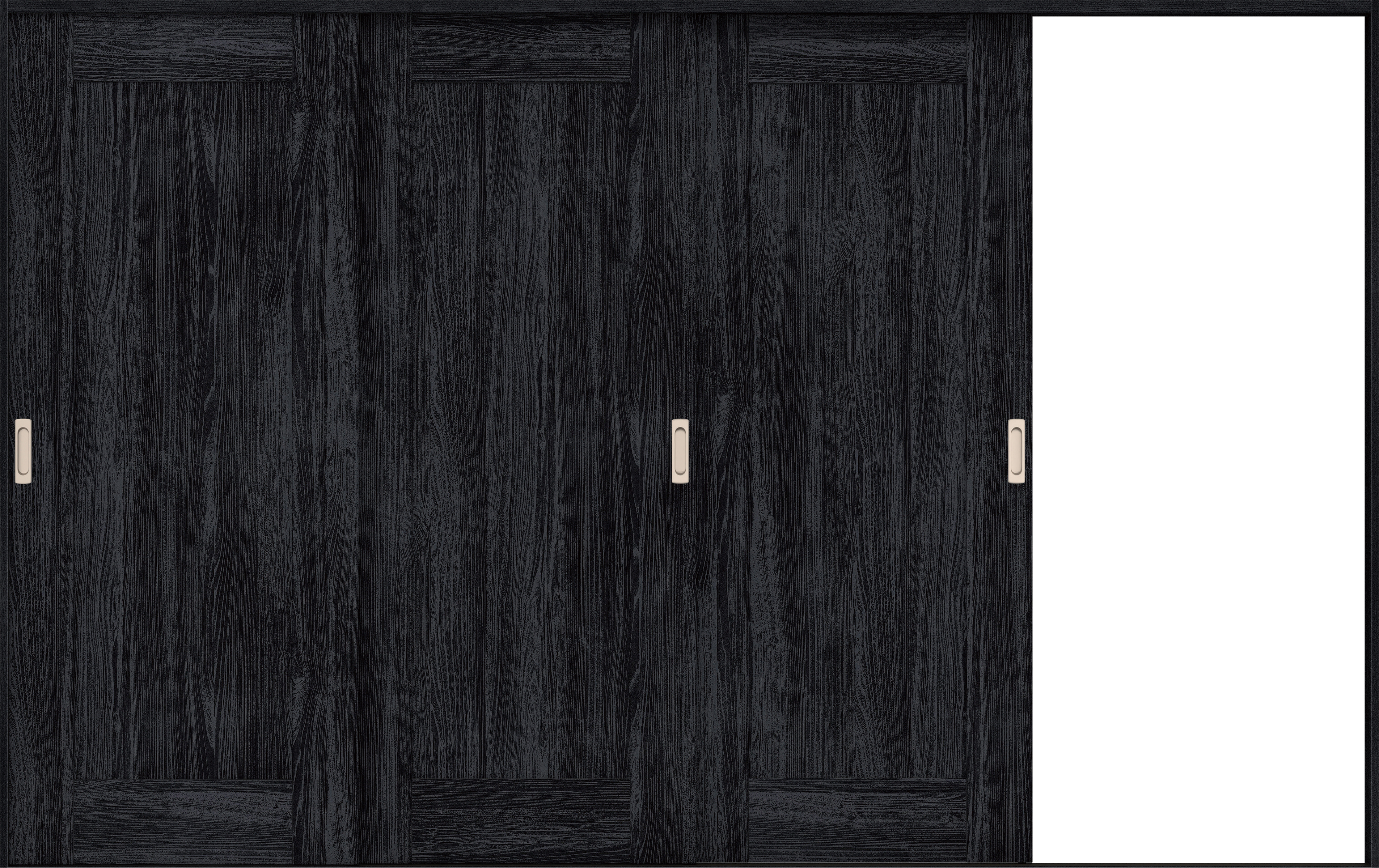 リビングドア　イエリア　引戸・３枚片引　扉セット　３８デザイン　３２２９幅用　２０００高　〈モスブラック柄〉　右引用　錠なし　ラクラクローズ付