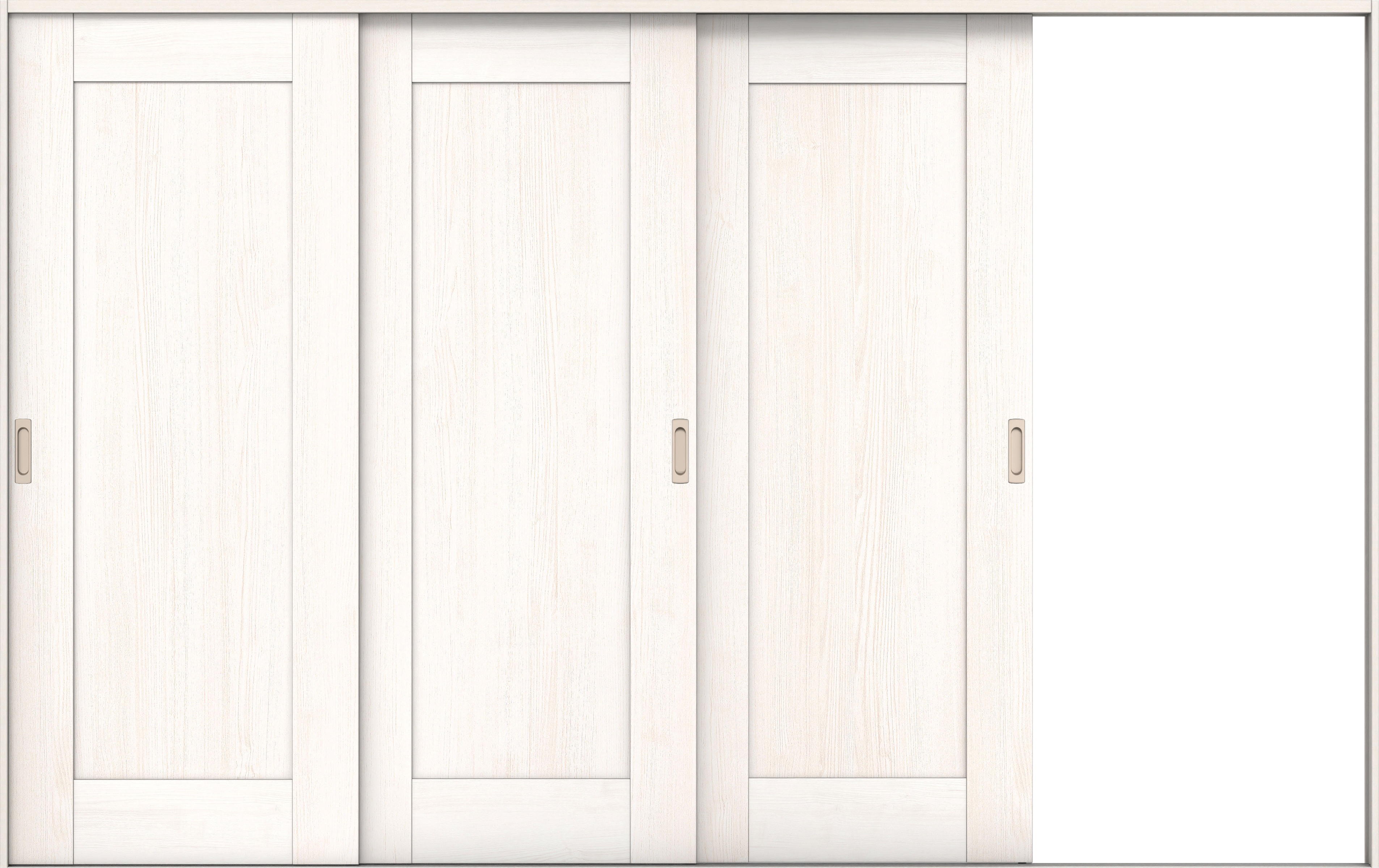 リビングドア　イエリア　引戸・３枚片引　扉セット　３８デザイン　３２２９幅用　２０００高　〈ネオホワイト柄〉　右引用　錠なし　ラクラクローズ付