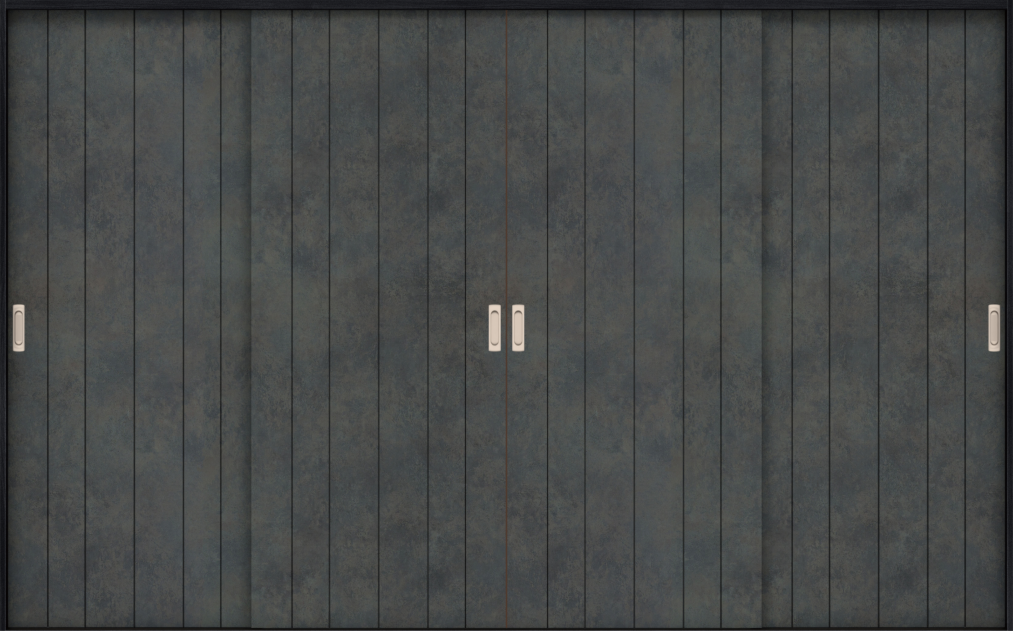 リビングドア　イエリア　引戸・４枚引違　扉セット　０Ｓデザイン　３２６６幅用　２０００高　〈アイアンブラック柄〉　左右兼用　錠なし　ラクラクローズ付