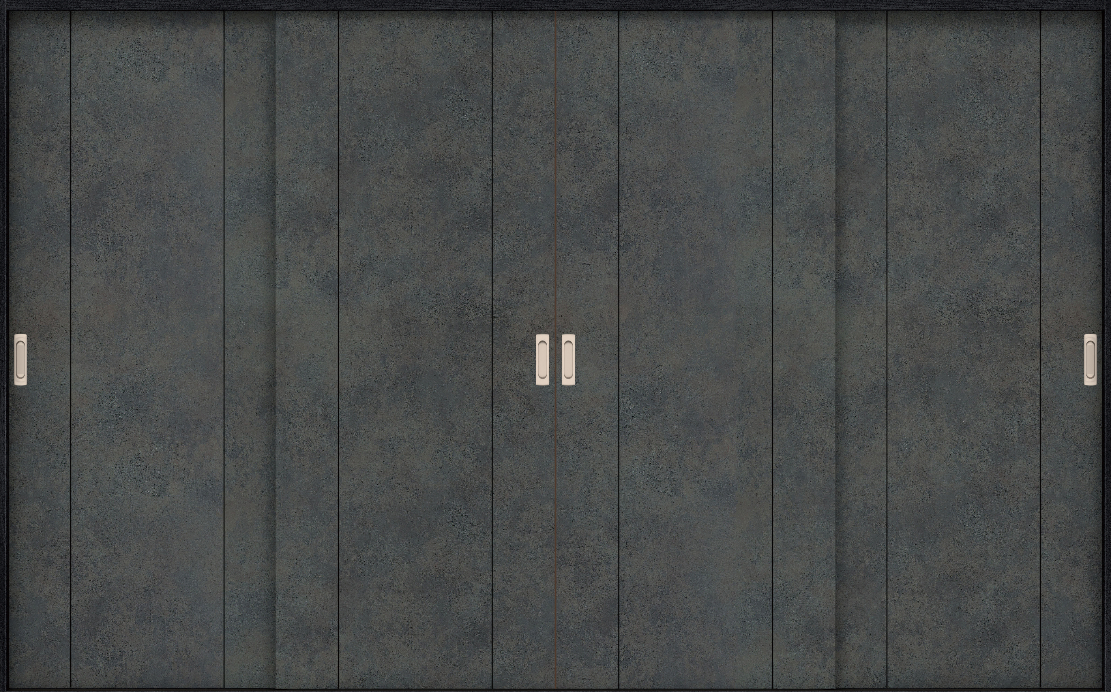 リビングドア　イエリア　引戸・４枚引違　扉セット　１Ｐデザイン　３２６６幅用　２０００高　〈アイアンブラック柄〉　左右兼用　錠なし　ラクラクローズ付