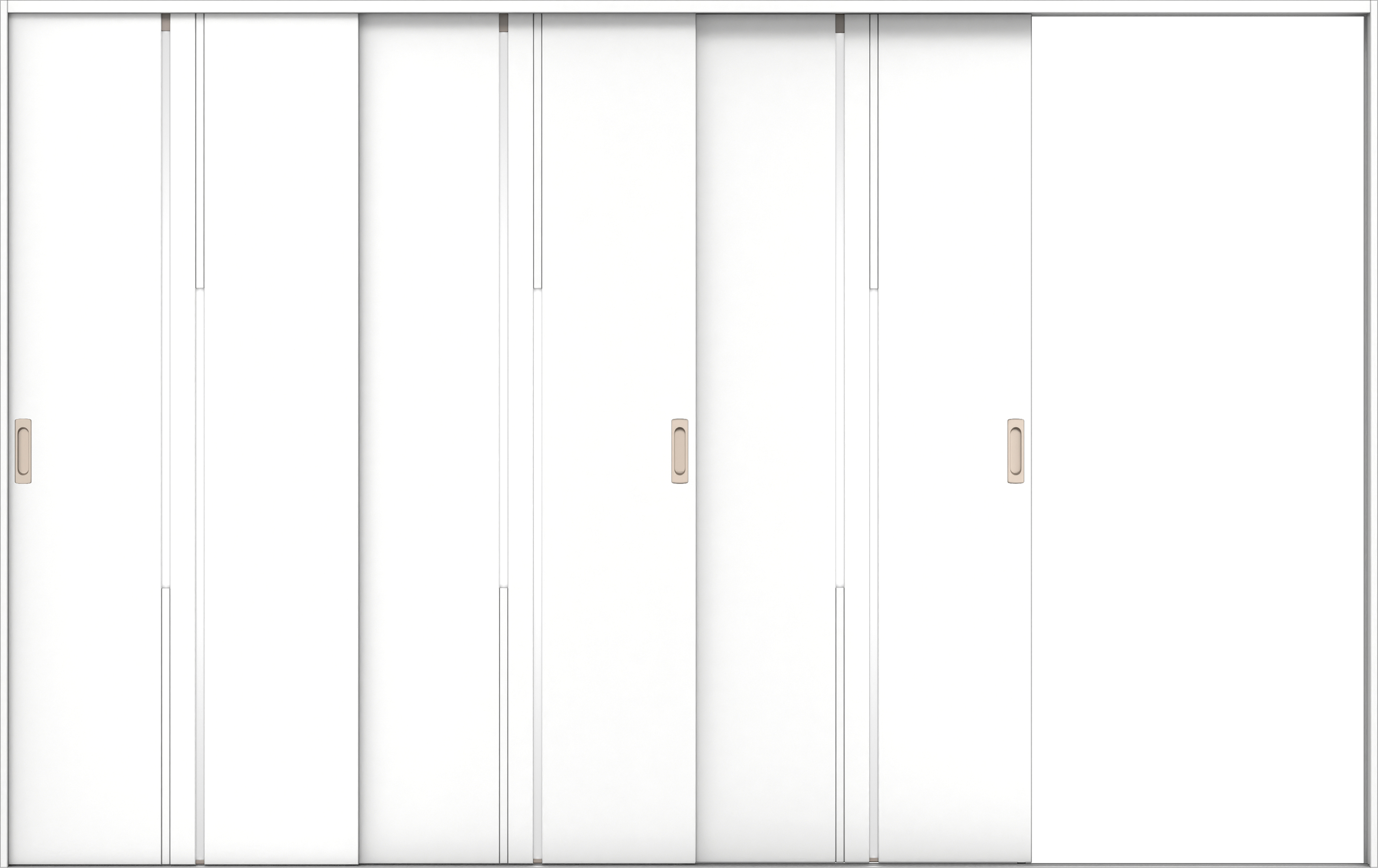 リビングドア　イエリア　引戸・３枚片引　扉セット　７Ｐデザイン　３２２９幅用　２０００高　〈パウダーホワイト柄〉　右引用　錠なし　ラクラクローズ付