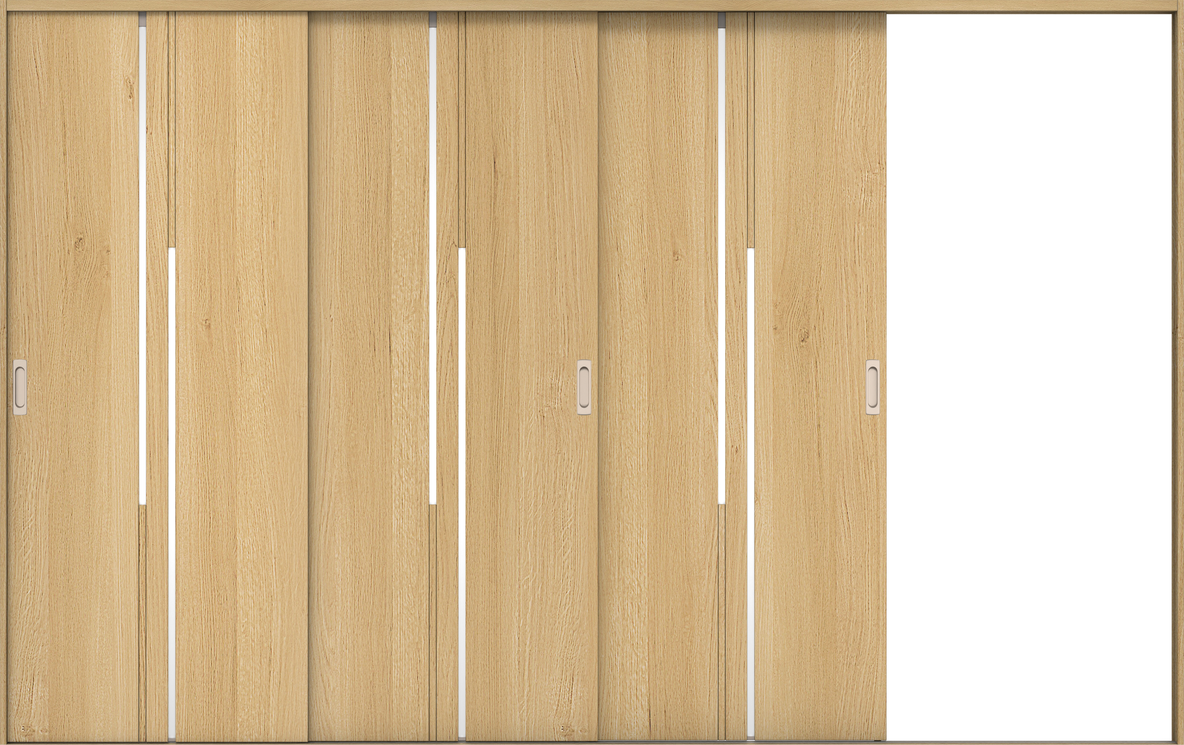 リビングドア　イエリア　引戸・３枚片引　扉セット　７Ｐデザイン　３２２９幅用　２０００高　〈ライトオーカー柄〉　右引用　錠なし　ラクラクローズ付