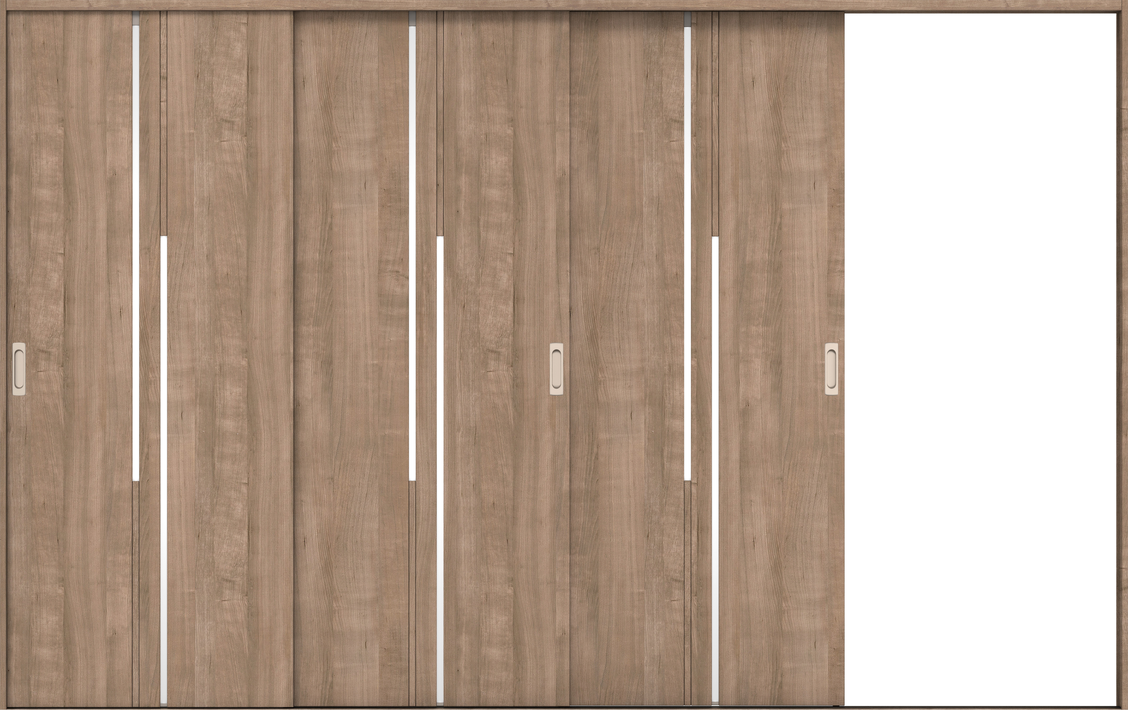 リビングドア　イエリア　引戸・３枚片引　扉セット　７Ｐデザイン　３２２９幅用　２０００高　〈トープグレー柄〉　右引用　錠なし　ラクラクローズ付