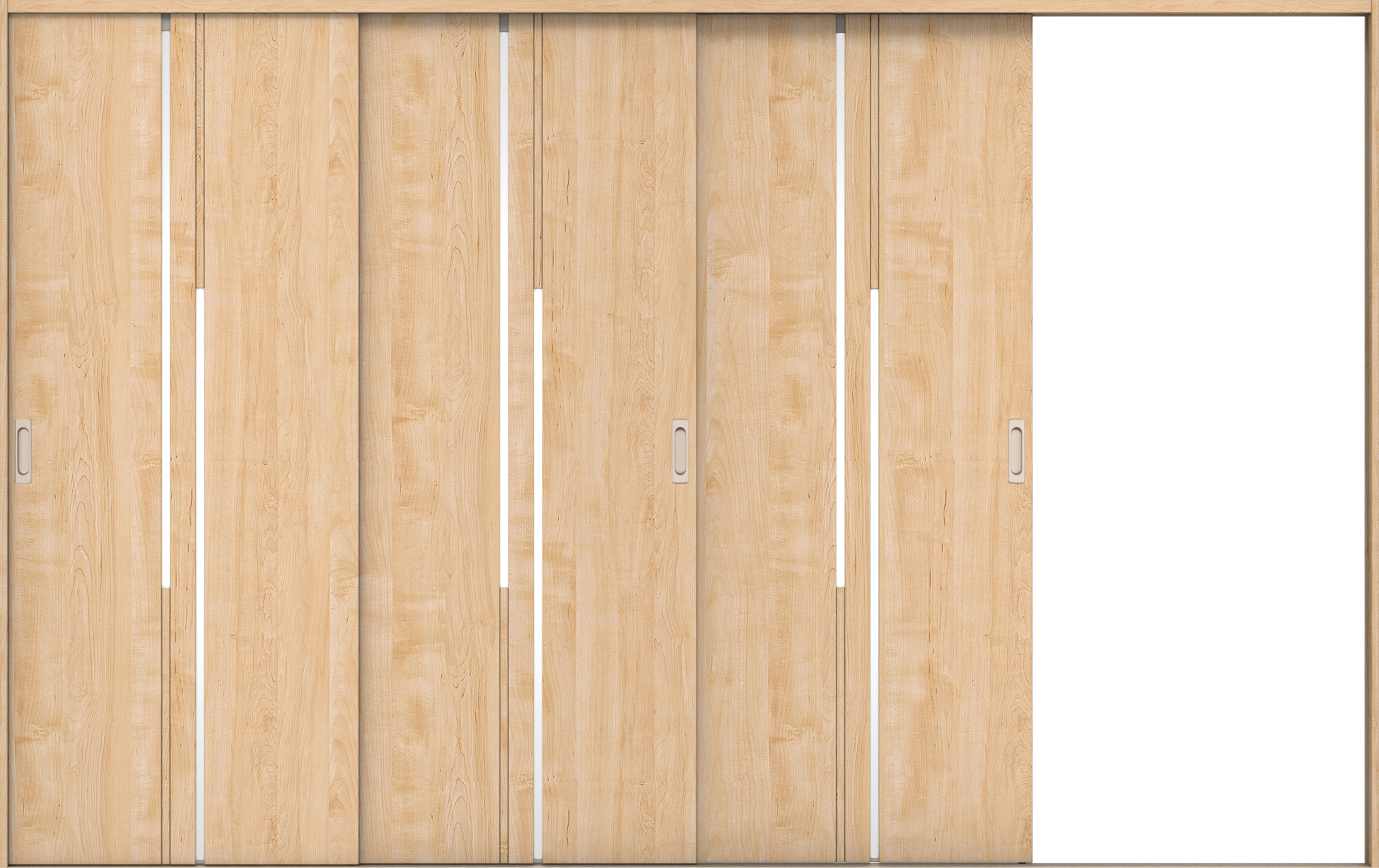 リビングドア　イエリア　引戸・３枚片引　扉セット　７Ｐデザイン　３２２９幅用　２０００高　〈ミルベージュ柄〉　右引用　錠なし　ラクラクローズ付