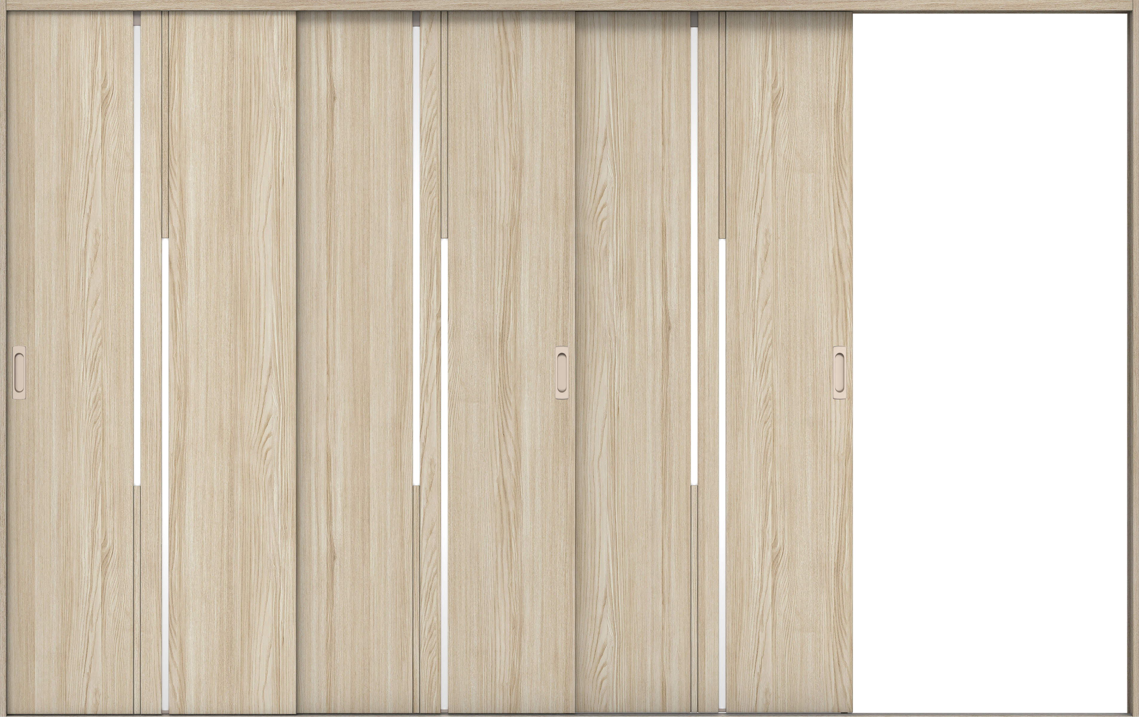 リビングドア　イエリア　引戸・３枚片引　扉セット　７Ｐデザイン　３２２９幅用　２０００高　〈ソフトグレージュ柄〉　右引用　錠なし　ラクラクローズ付