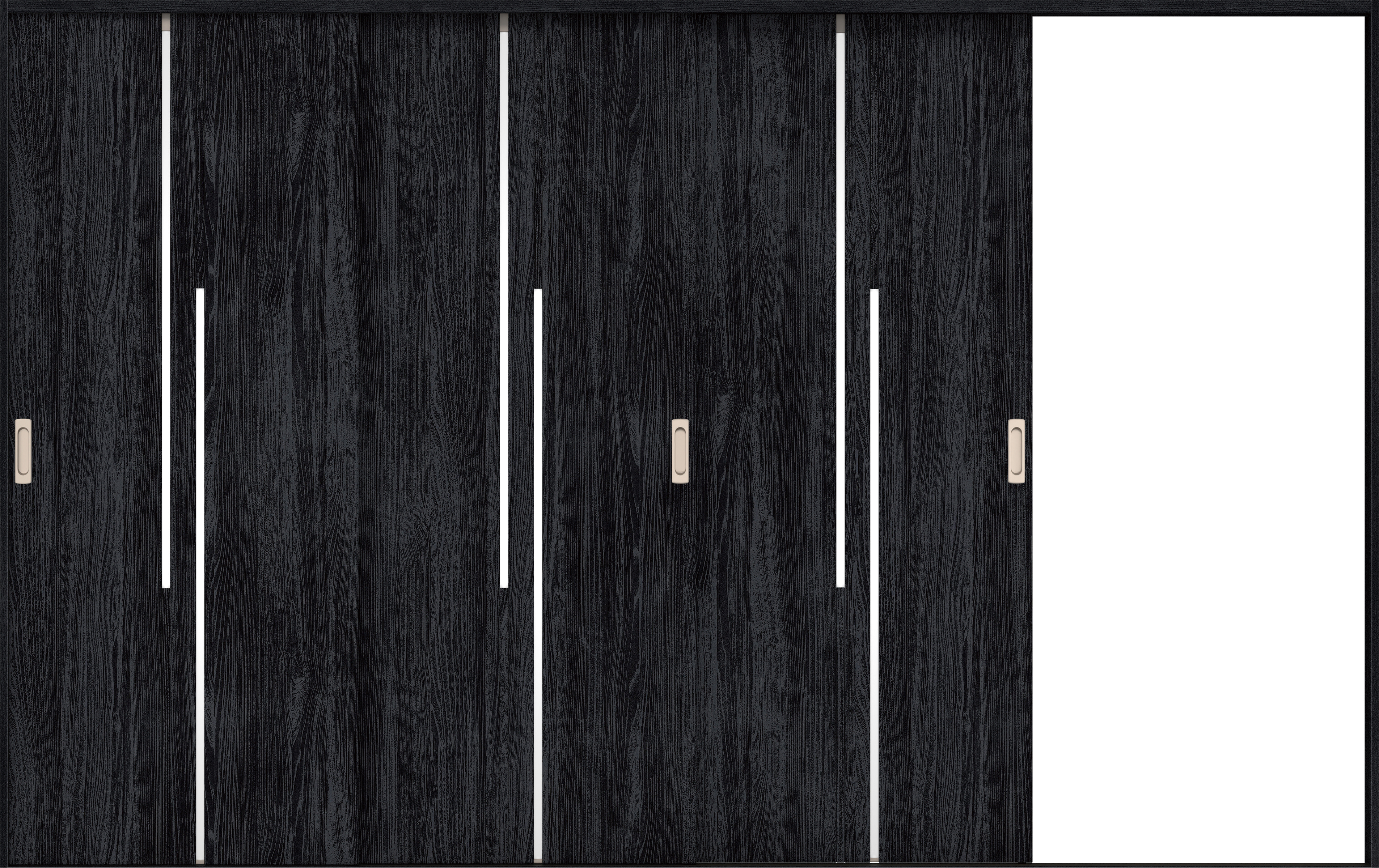 リビングドア　イエリア　引戸・３枚片引　扉セット　７Ｐデザイン　３２２９幅用　２０００高　〈モスブラック柄〉　右引用　錠なし　ラクラクローズ付