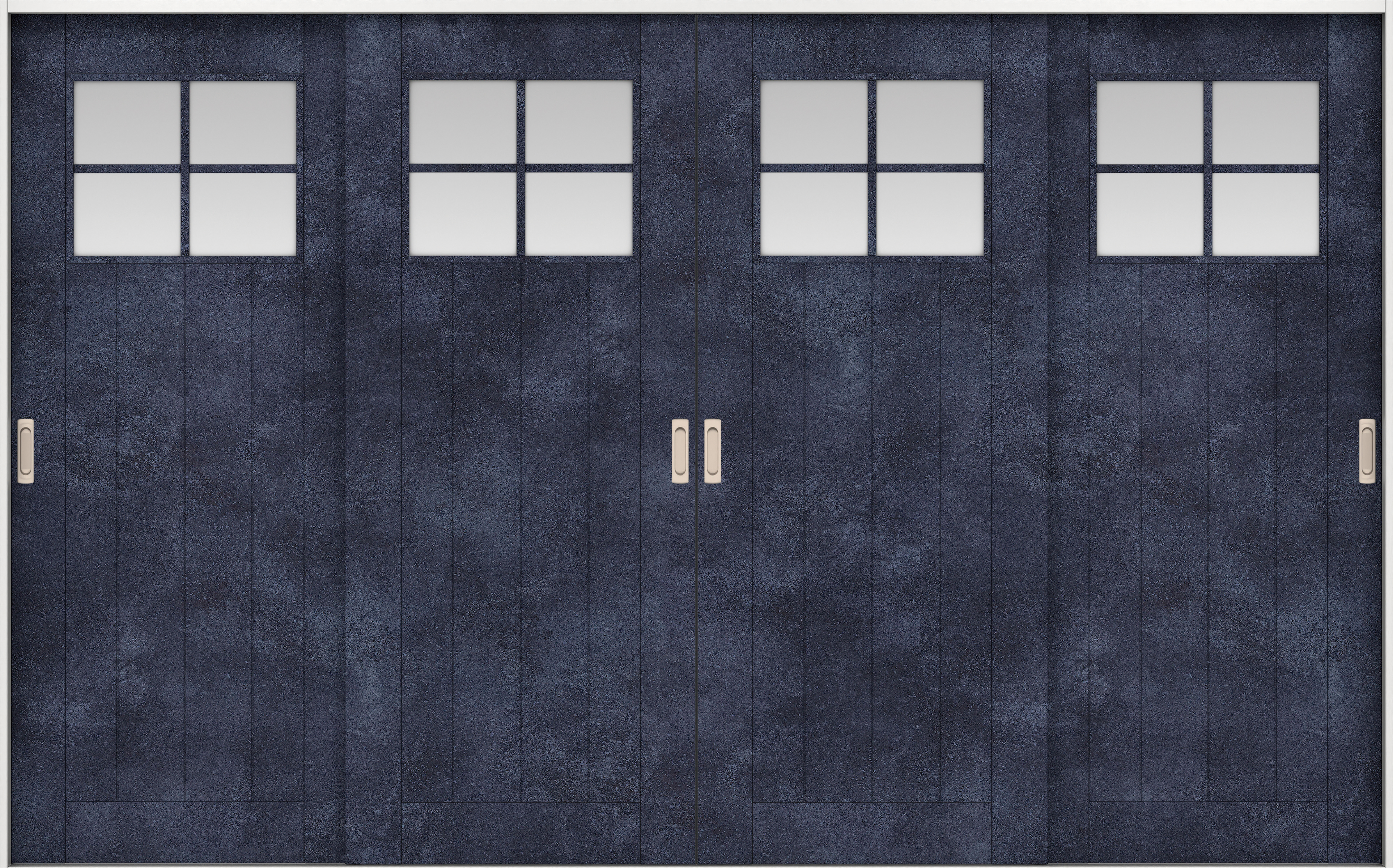 リビングドア　イエリア　引戸・４枚引違　扉セット　１Ｓデザイン　３２６６幅用　２０００高　〈コバルトブルー柄〉　左右兼用　錠なし　ラクラクローズ付