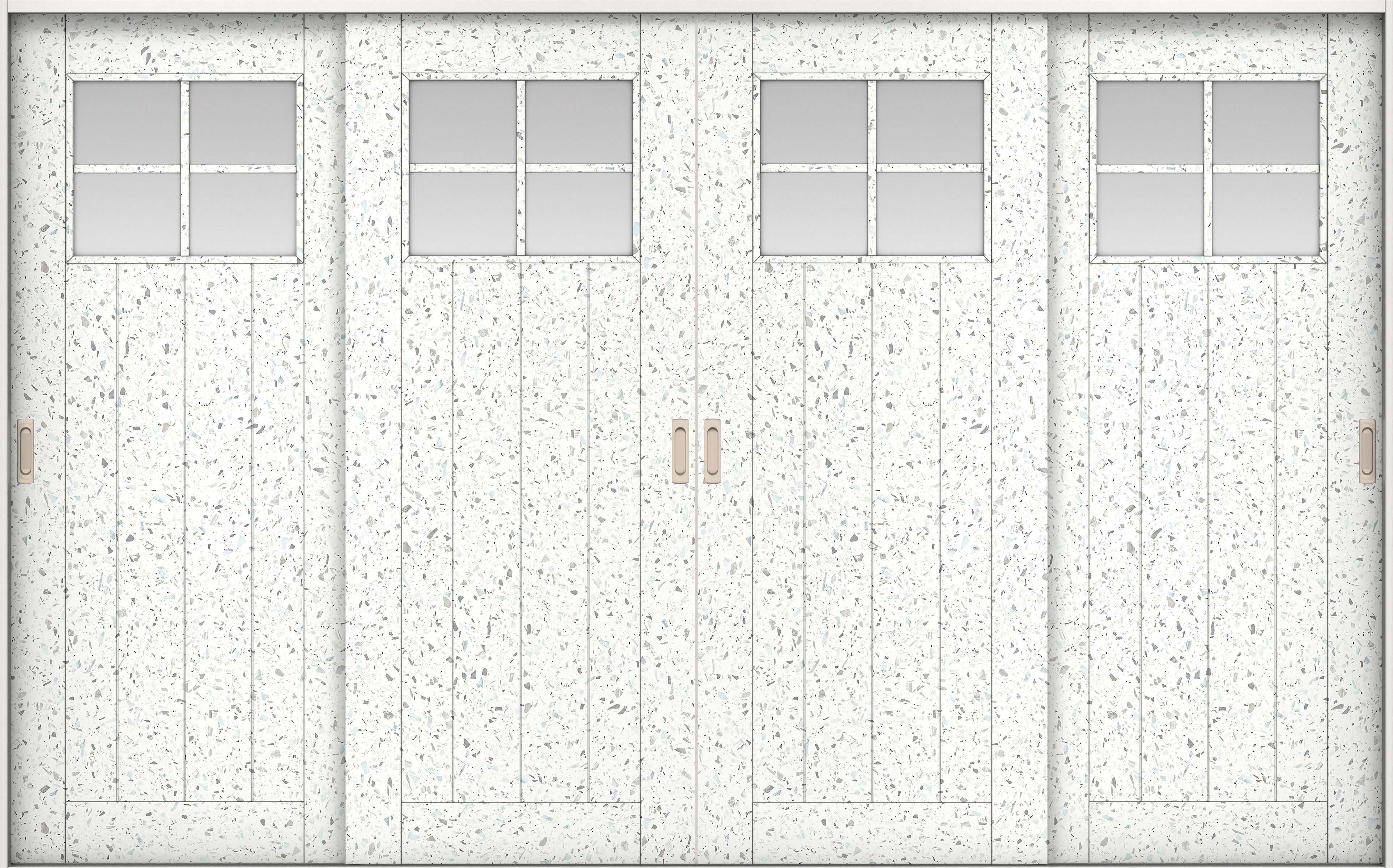 リビングドア　イエリア　引戸・４枚引違　扉セット　１Ｓデザイン　３２６６幅用　２０００高　〈テラゾホワイト柄〉　左右兼用　錠なし　ラクラクローズ付