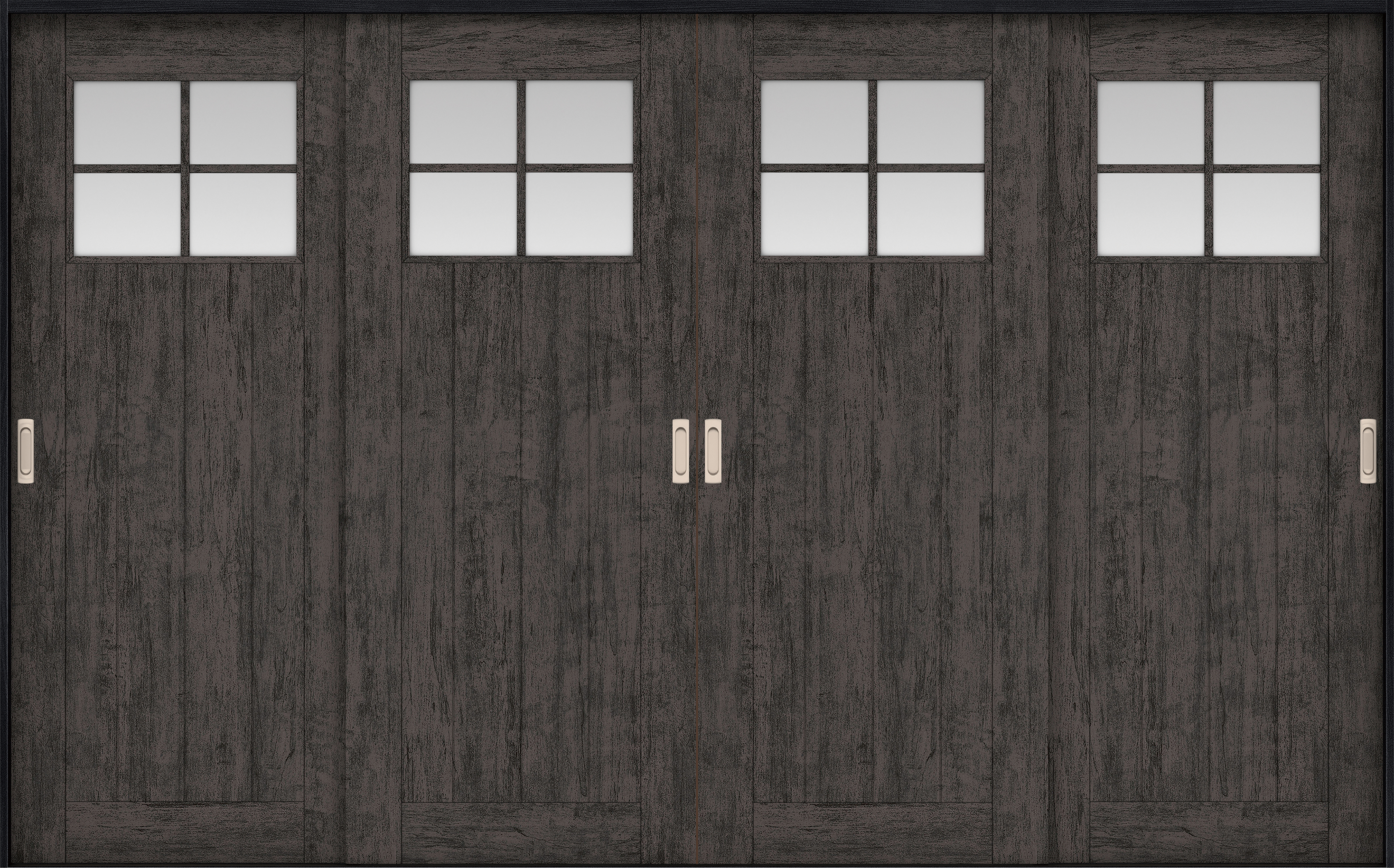 リビングドア　イエリア　引戸・４枚引違　扉セット　１Ｓデザイン　３２６６幅用　２０００高　〈ドライブラック柄〉　左右兼用　錠なし　ラクラクローズ付