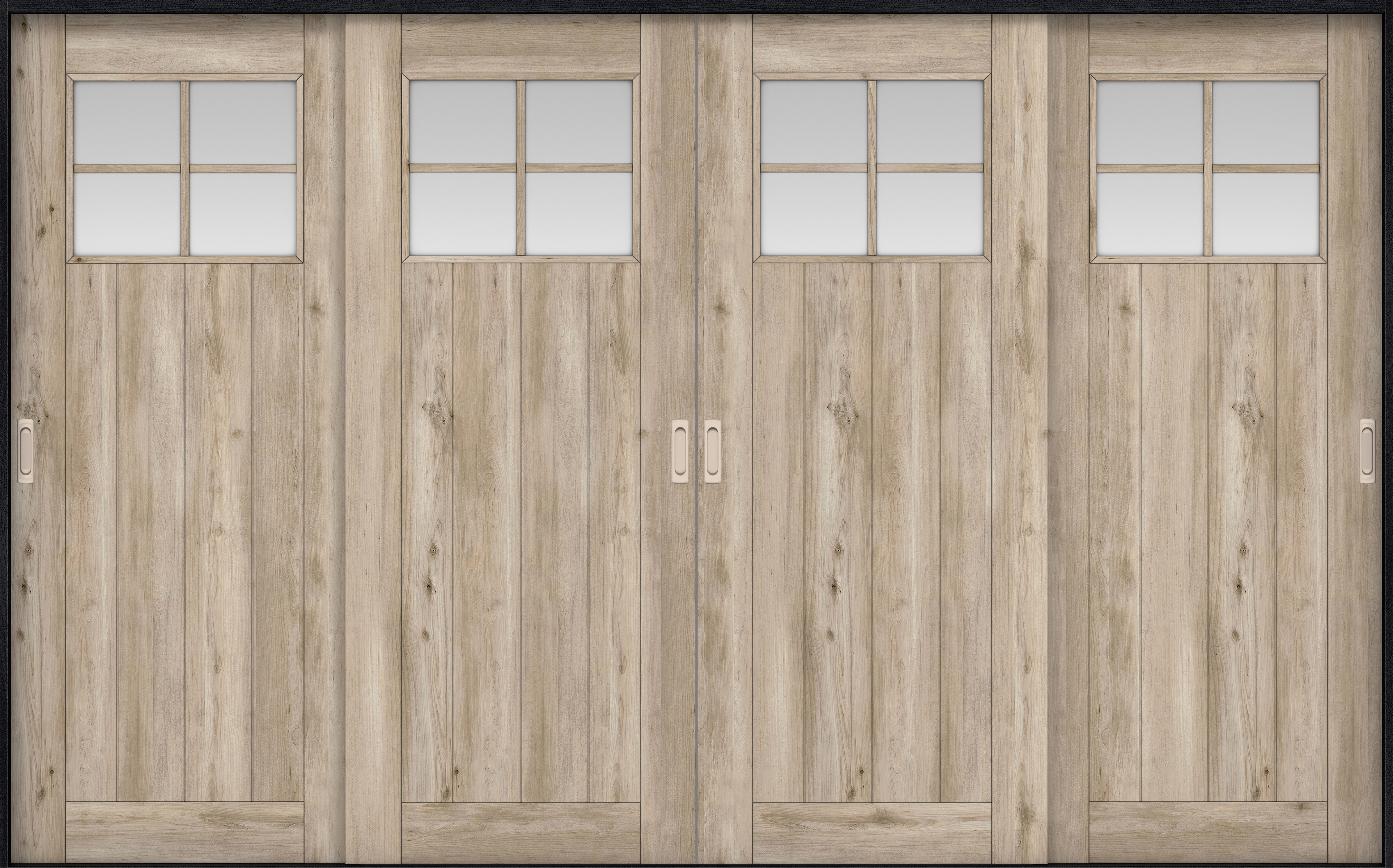 リビングドア　イエリア　引戸・４枚引違　扉セット　１Ｓデザイン　３２６６幅用　２０００高　〈スモークグレー柄〉　左右兼用　錠なし　ラクラクローズ付