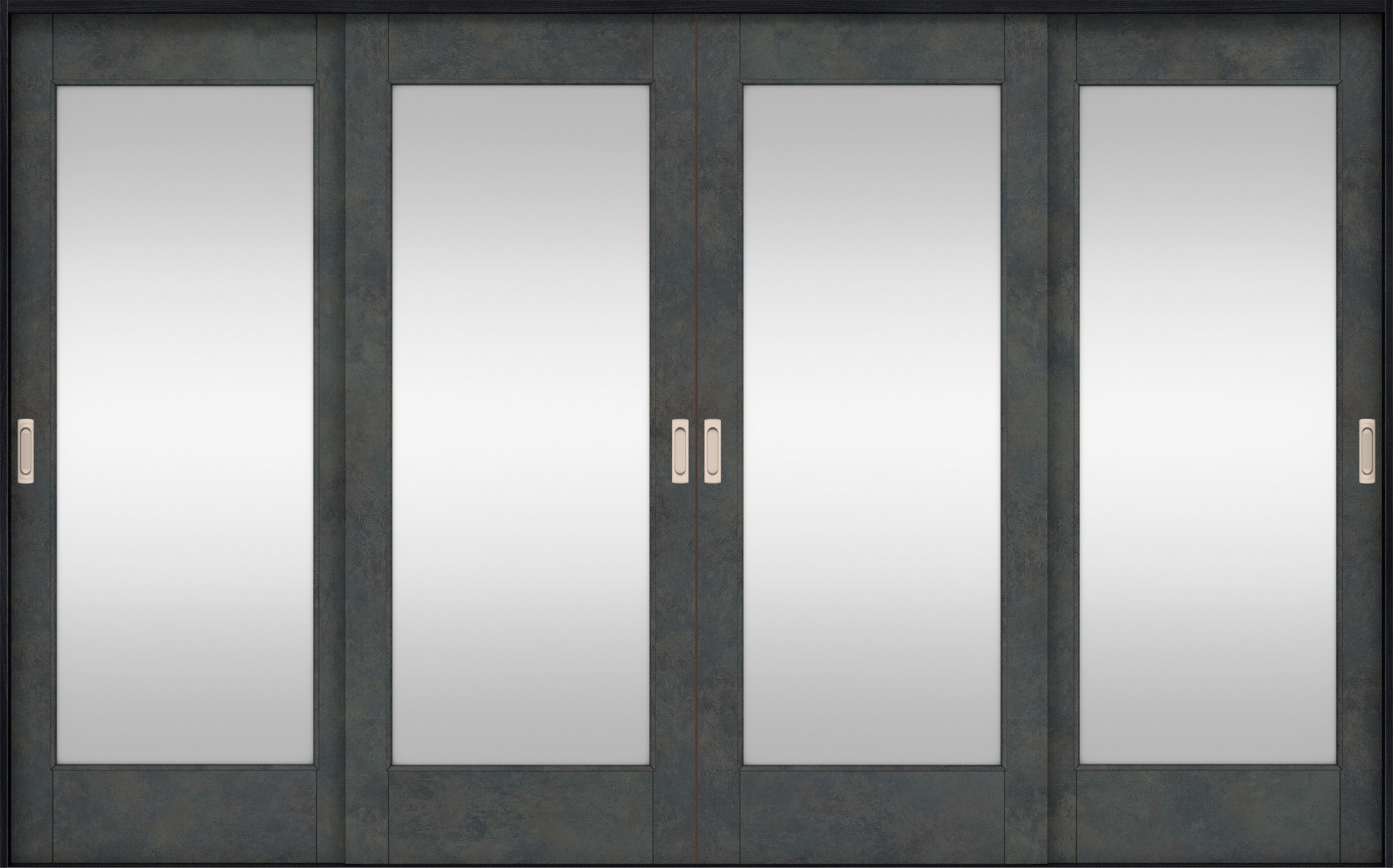 リビングドア　イエリア　引戸・４枚引違　扉セット　２１デザイン　３２６６幅用　２０００高　〈アイアンブラック柄〉　左右兼用　錠なし　ラクラクローズ付