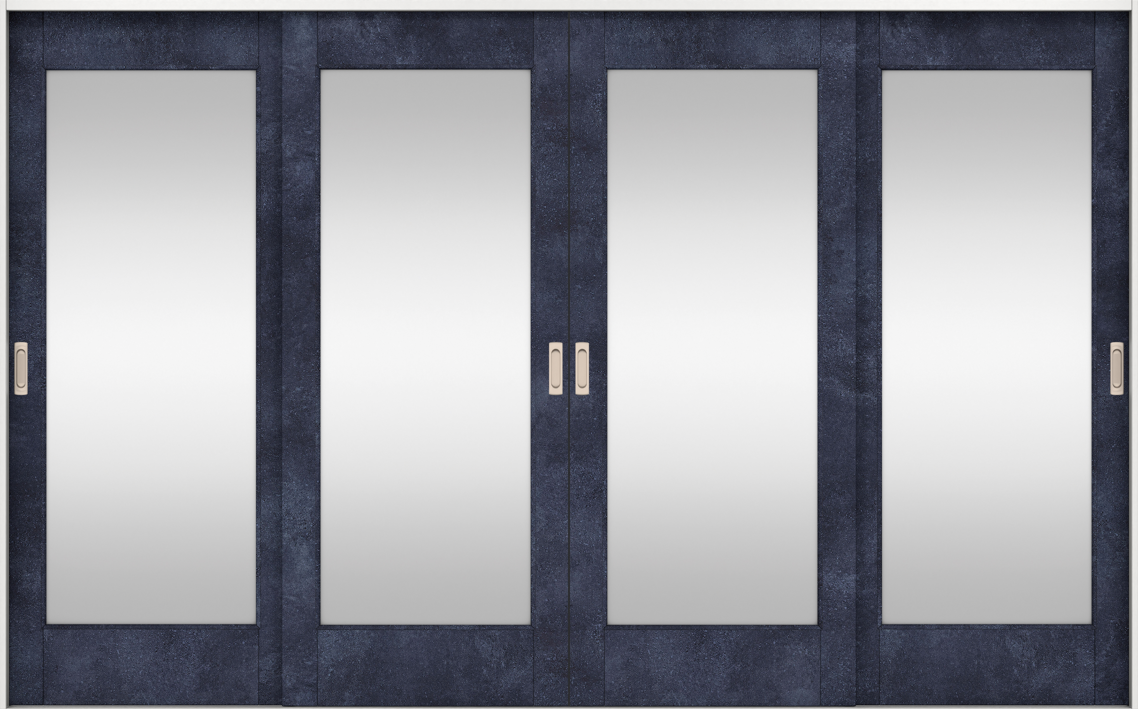 リビングドア　イエリア　引戸・４枚引違　扉セット　２１デザイン　３２６６幅用　２０００高　〈コバルトブルー柄〉　左右兼用　錠なし　ラクラクローズ付