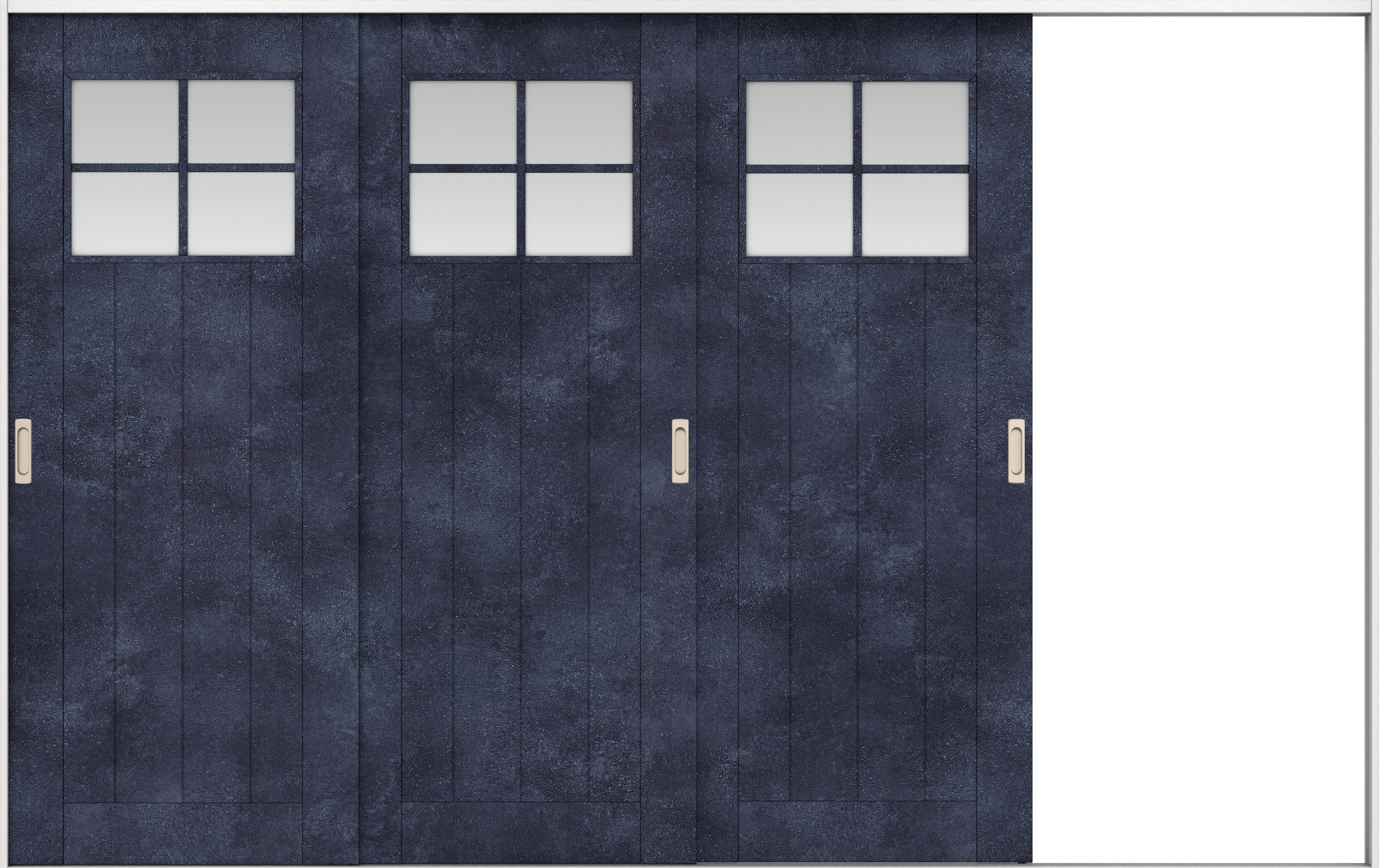 リビングドア　イエリア　引戸・３枚片引　扉セット　１Ｓデザイン　３２２９幅用　２０００高　〈コバルトブルー柄〉　右引用　錠なし　ラクラクローズ付