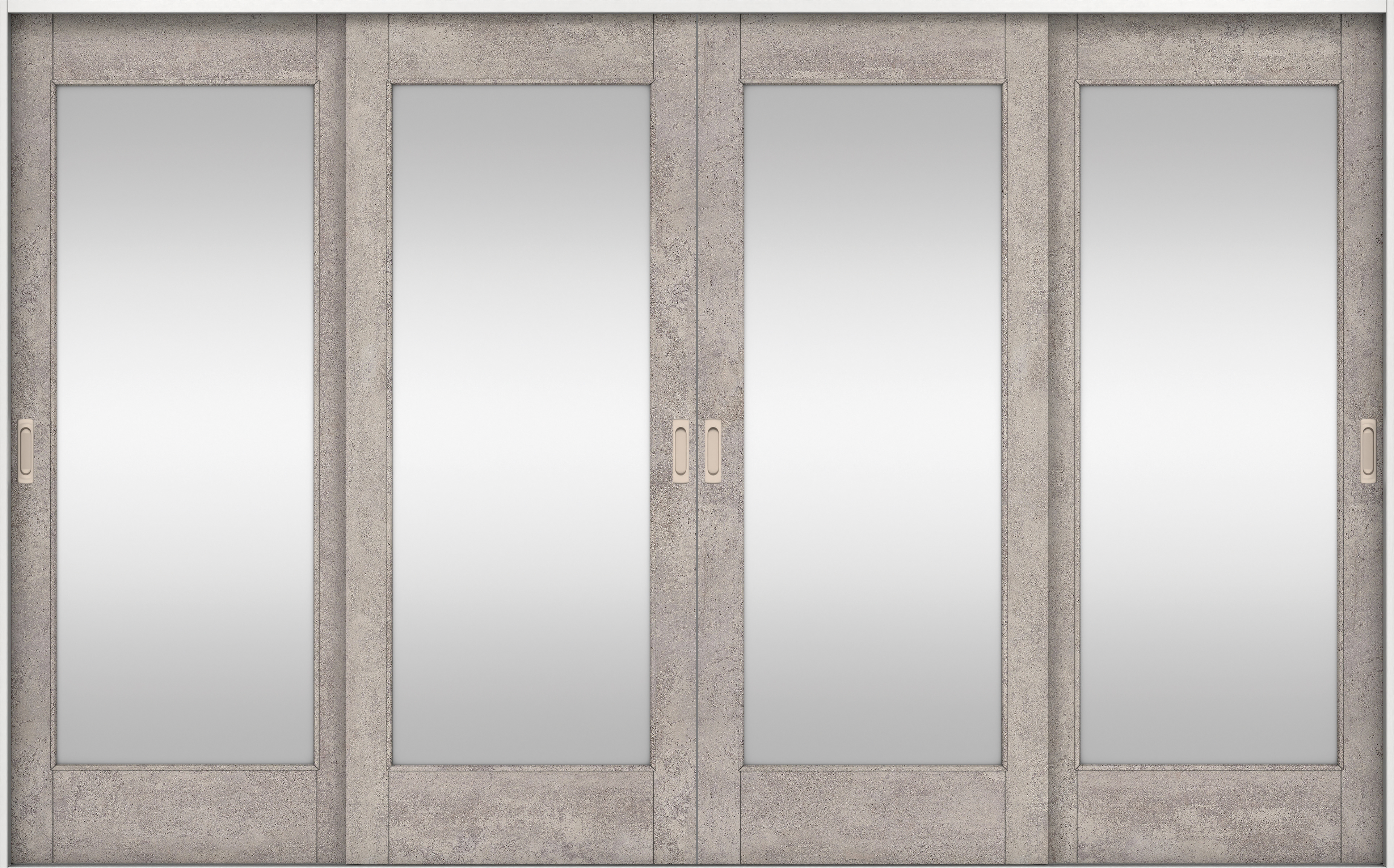 リビングドア　イエリア　引戸・４枚引違　扉セット　２１デザイン　３２６６幅用　２０００高　〈コンクリートグレー柄〉　左右兼用　錠なし　ラクラクローズ付