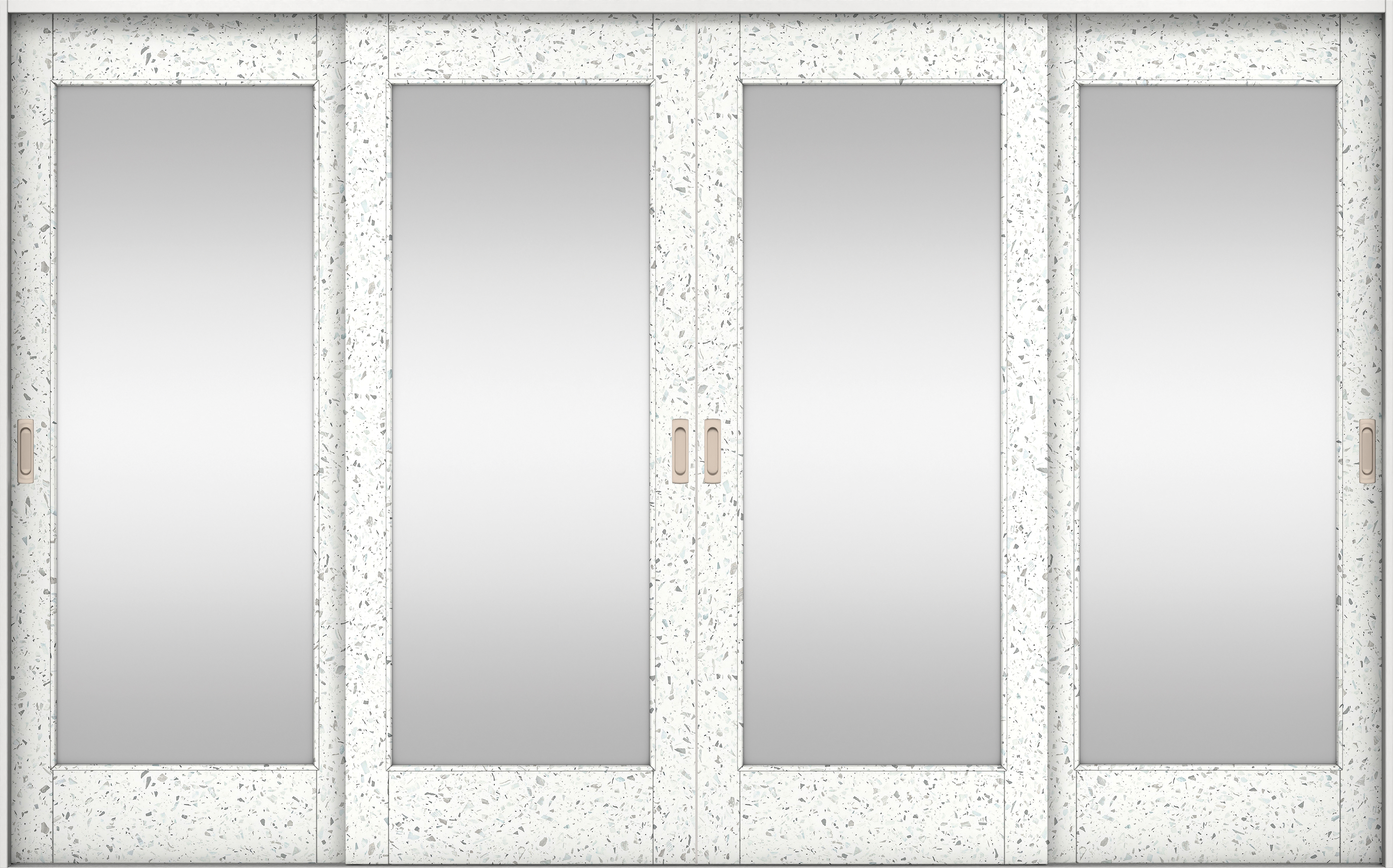 リビングドア　イエリア　引戸・４枚引違　扉セット　２１デザイン　３２６６幅用　２０００高　〈テラゾホワイト柄〉　左右兼用　錠なし　ラクラクローズ付