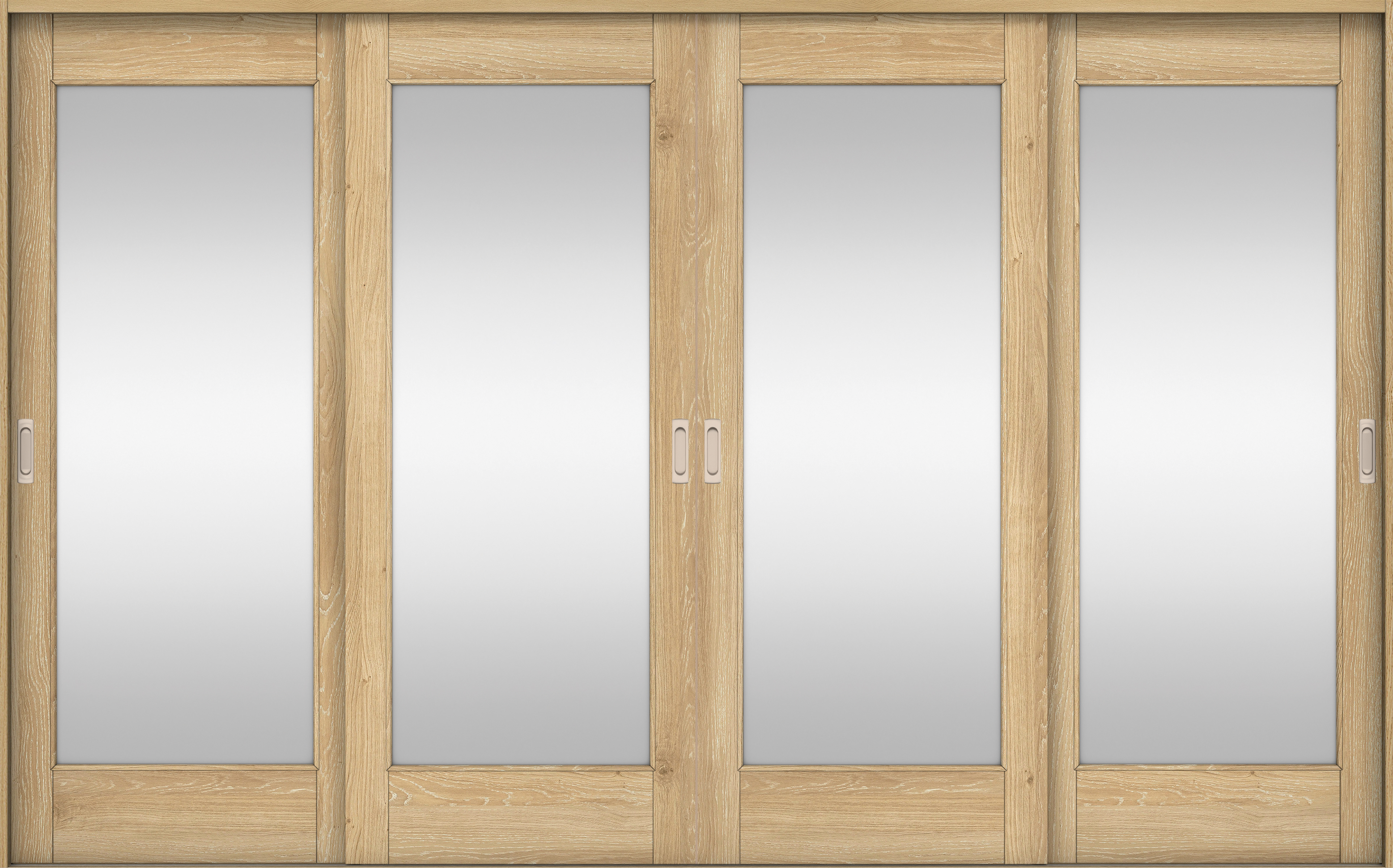 リビングドア　イエリア　引戸・４枚引違　扉セット　２１デザイン　３２６６幅用　２０００高　〈ミルキーオーカー柄〉　左右兼用　錠なし　ラクラクローズ付