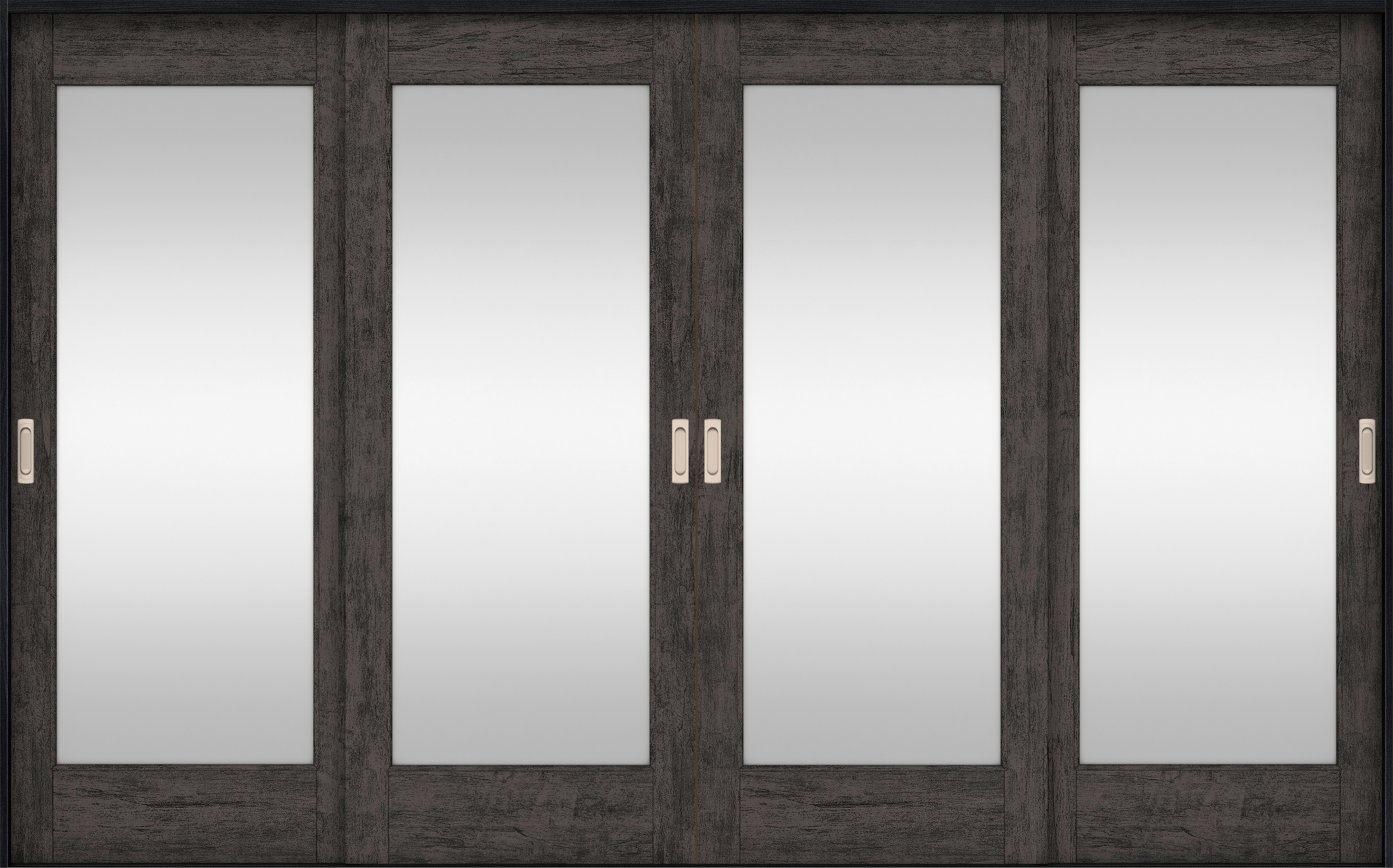 リビングドア　イエリア　引戸・４枚引違　扉セット　２１デザイン　３２６６幅用　２０００高　〈ドライブラック柄〉　左右兼用　錠なし　ラクラクローズ付