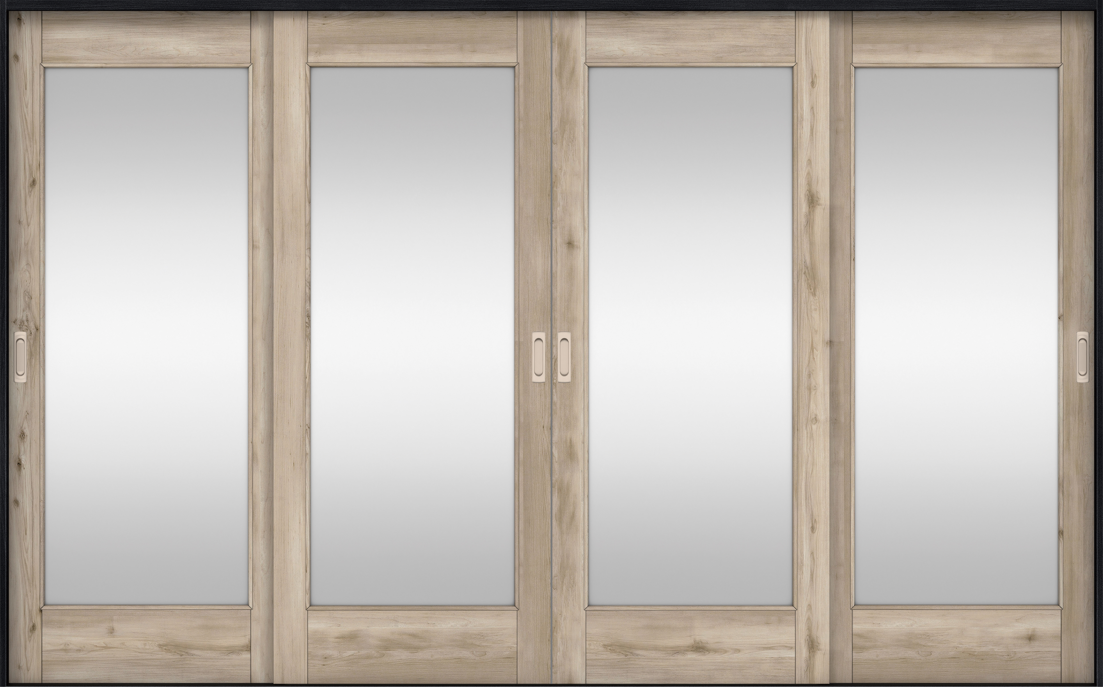 リビングドア　イエリア　引戸・４枚引違　扉セット　２１デザイン　３２６６幅用　２０００高　〈スモークグレー柄〉　左右兼用　錠なし　ラクラクローズ付