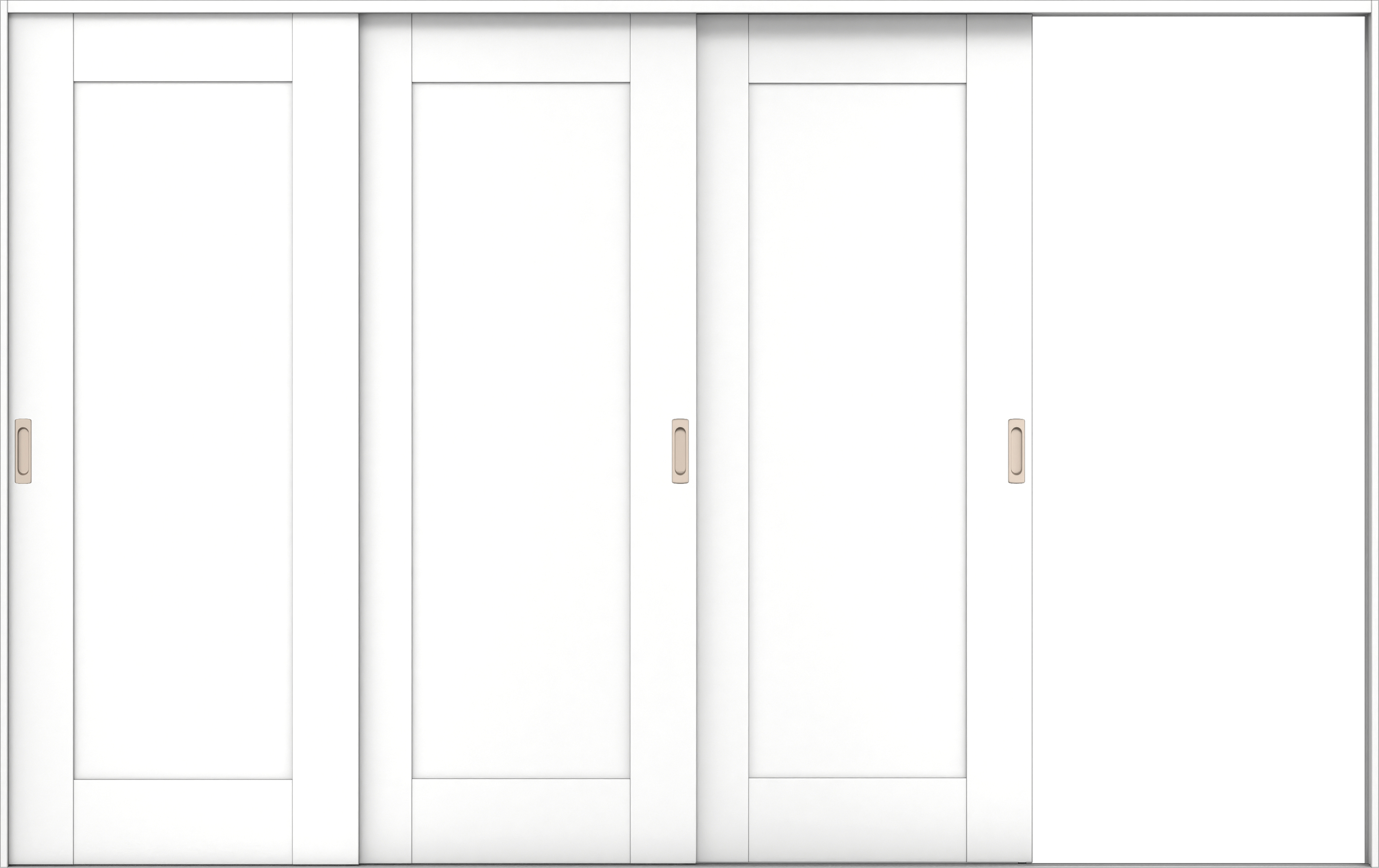 リビングドア　イエリア　引戸・３枚片引　扉セット　３８デザイン　３２２９幅用　２０００高　〈パウダーホワイト柄〉　右引用　錠なし　ラクラクローズ付