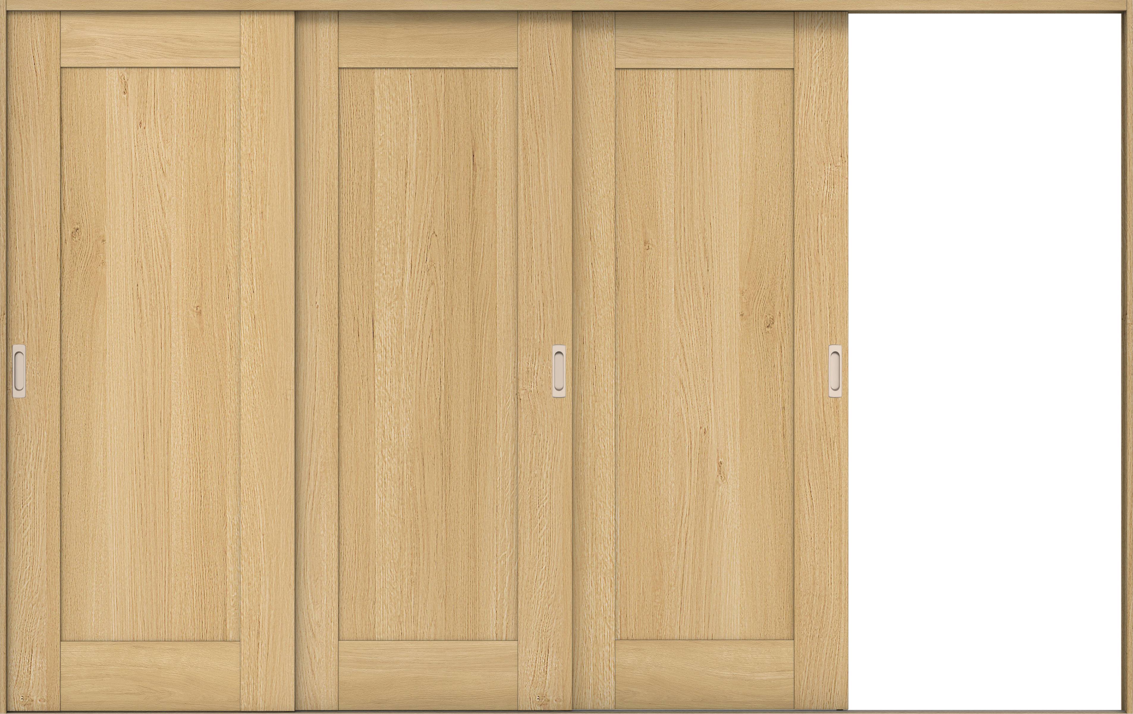 リビングドア　イエリア　引戸・３枚片引　扉セット　３８デザイン　３２２９幅用　２０００高　〈ライトオーカー柄〉　右引用　錠なし　ラクラクローズ付