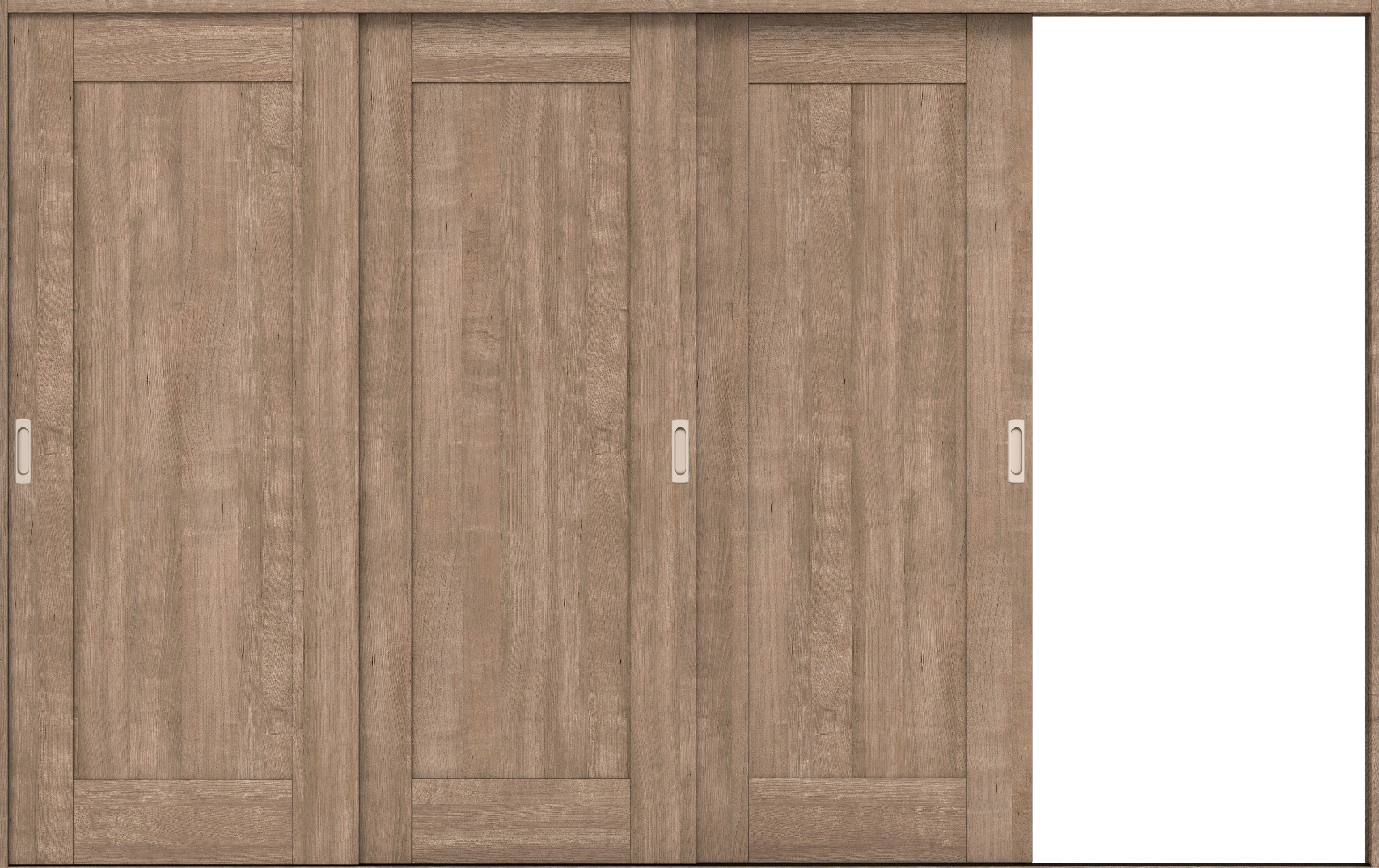 リビングドア　イエリア　引戸・３枚片引　扉セット　３８デザイン　３２２９幅用　２０００高　〈トープグレー柄〉　右引用　錠なし　ラクラクローズ付