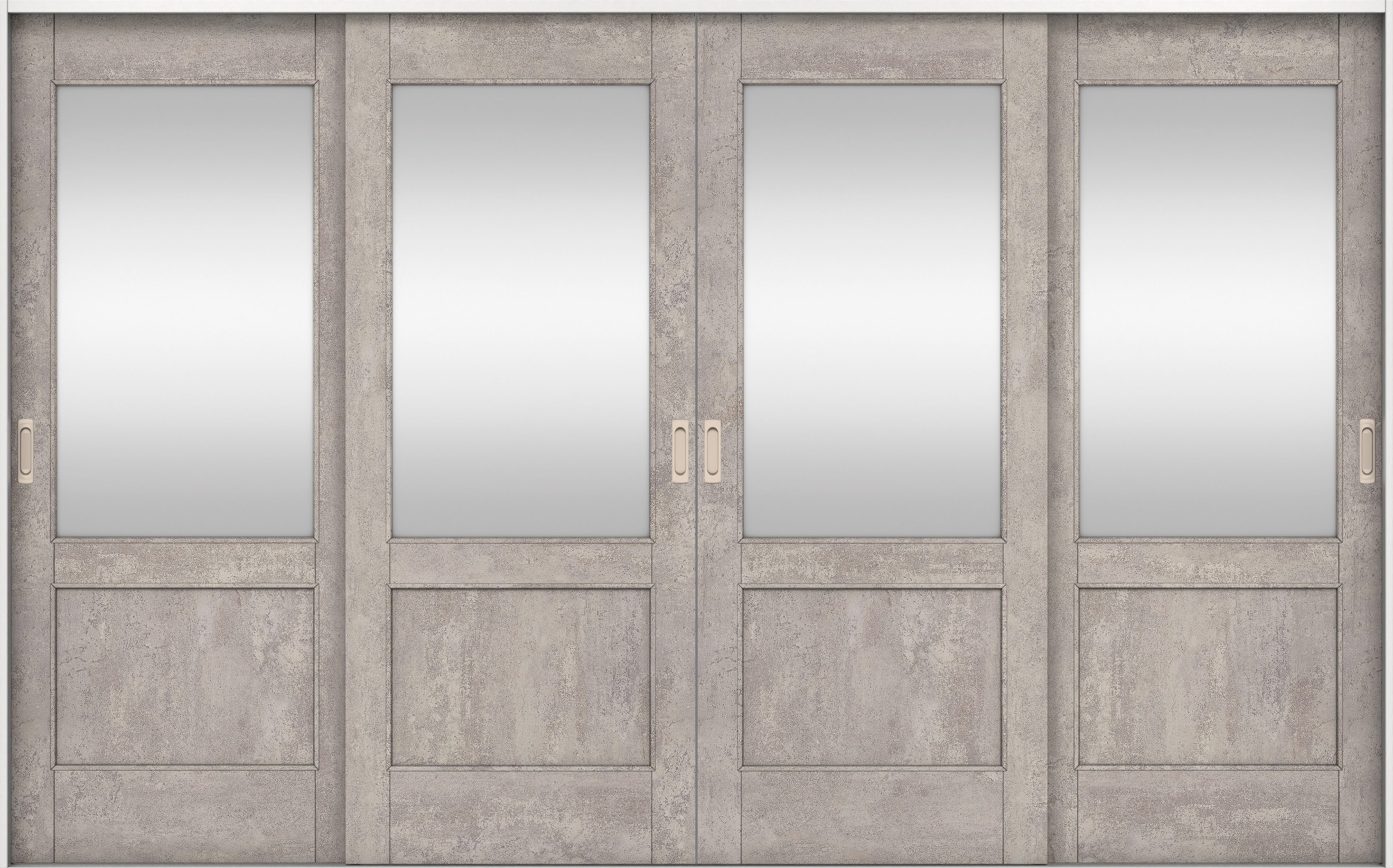 リビングドア　イエリア　引戸・４枚引違　扉セット　２６デザイン　３２６６幅用　２０００高　〈コンクリートグレー柄〉　左右兼用　錠なし　ラクラクローズ付