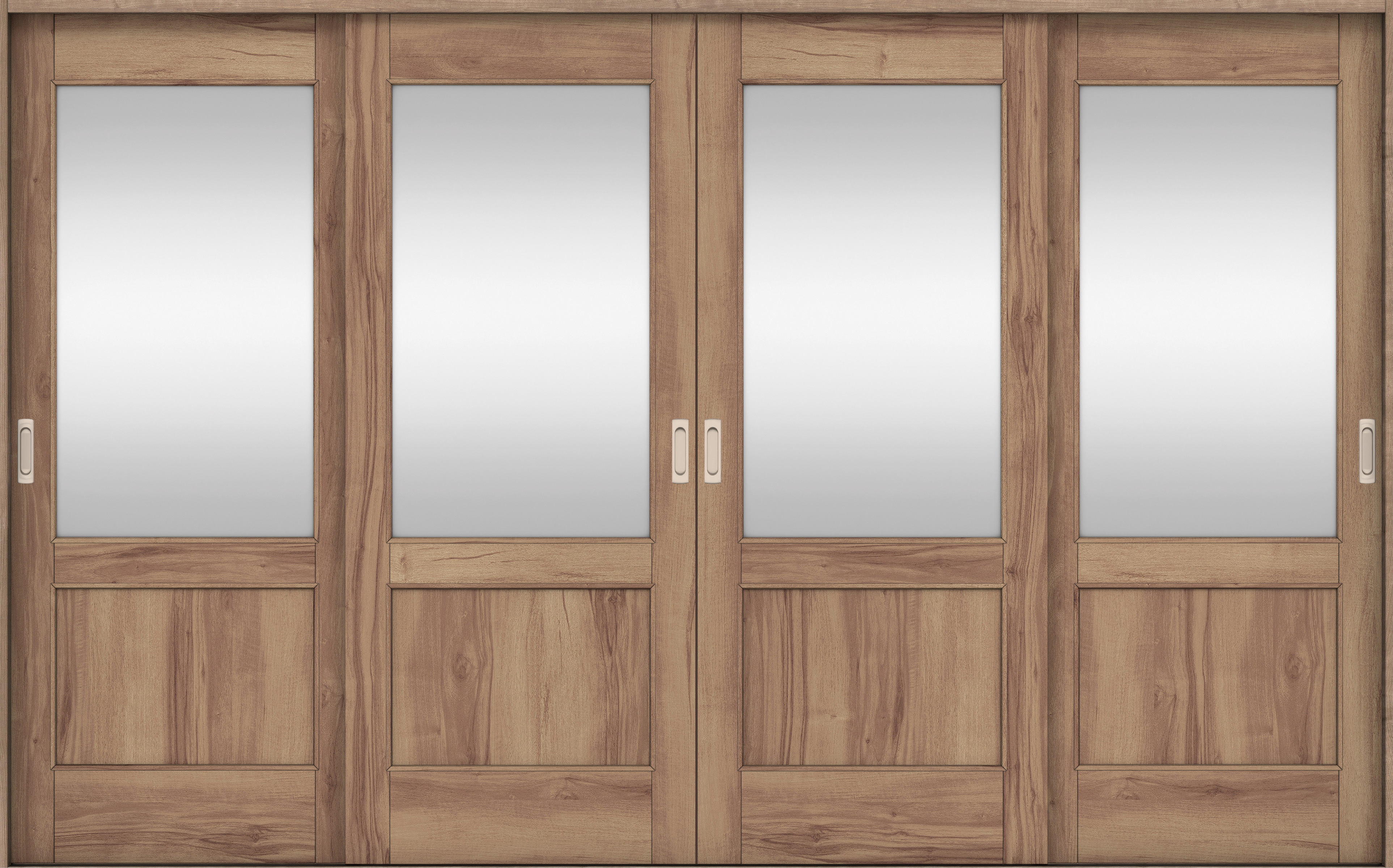 リビングドア　イエリア　引戸・４枚引違　扉セット　２６デザイン　３２６６幅用　２０００高　〈バームブラウン柄〉　左右兼用　錠なし　ラクラクローズ付