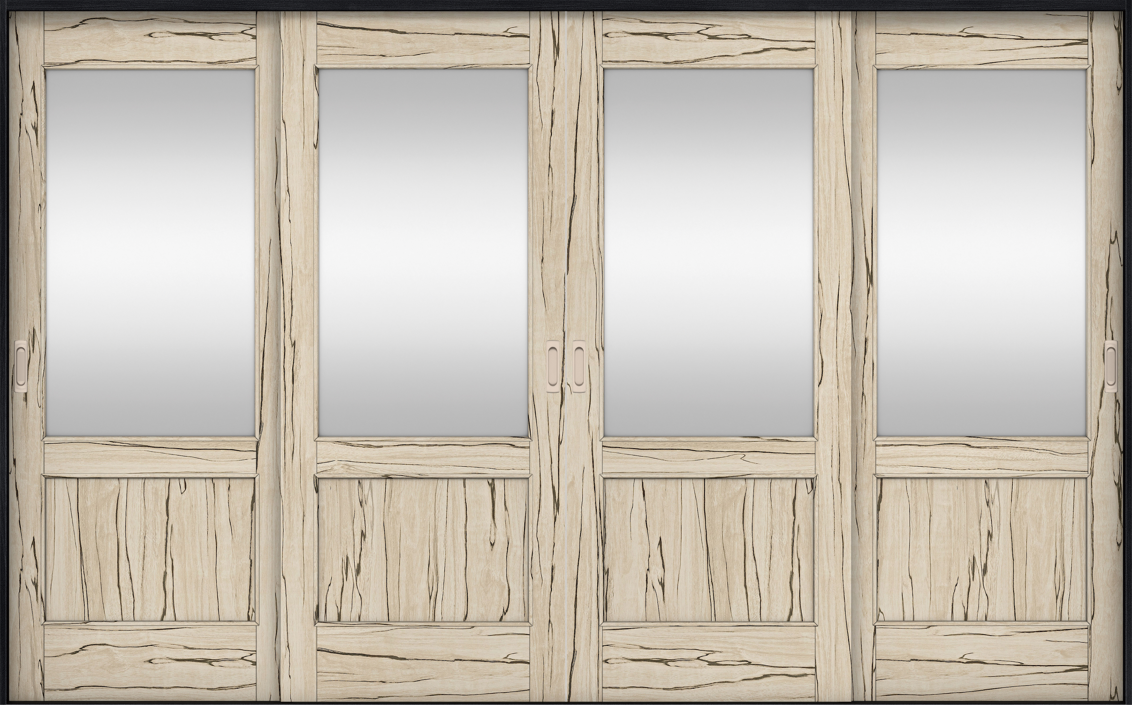 リビングドア　イエリア　引戸・４枚引違　扉セット　２６デザイン　３２６６幅用　２０００高　〈スロウベージュ柄〉　左右兼用　錠なし　ラクラクローズ付