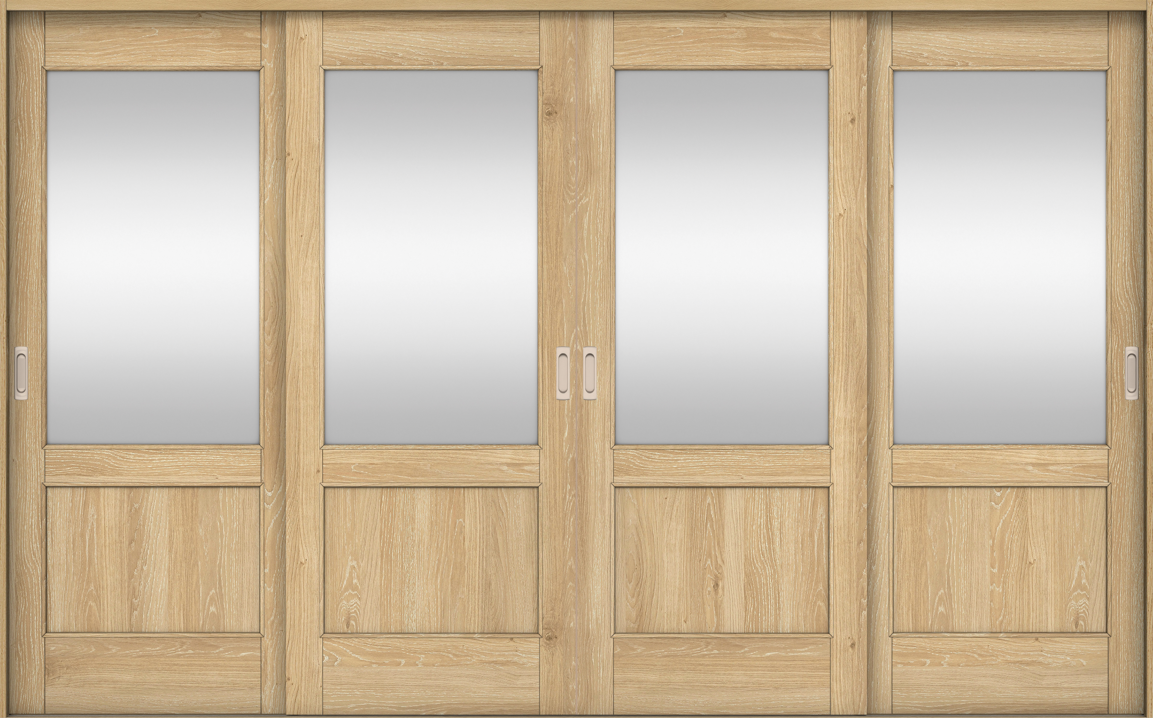 リビングドア　イエリア　引戸・４枚引違　扉セット　２６デザイン　３２６６幅用　２０００高　〈ミルキーオーカー柄〉　左右兼用　錠なし　ラクラクローズ付