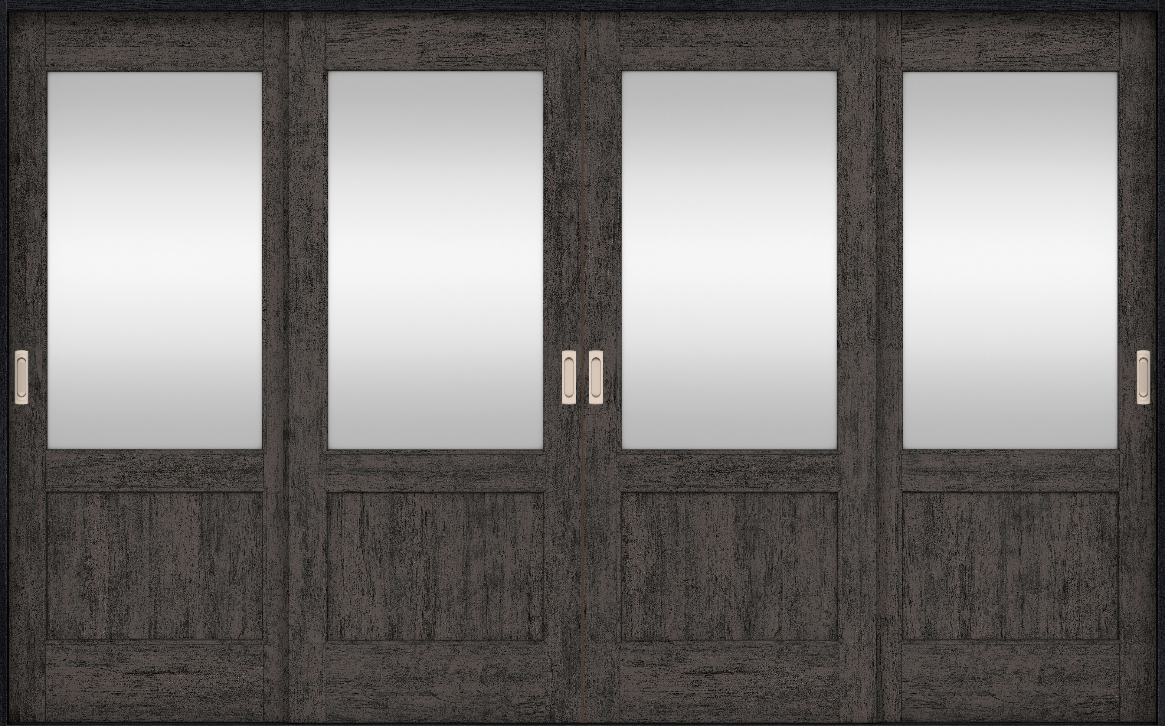 リビングドア　イエリア　引戸・４枚引違　扉セット　２６デザイン　３２６６幅用　２０００高　〈ドライブラック柄〉　左右兼用　錠なし　ラクラクローズ付