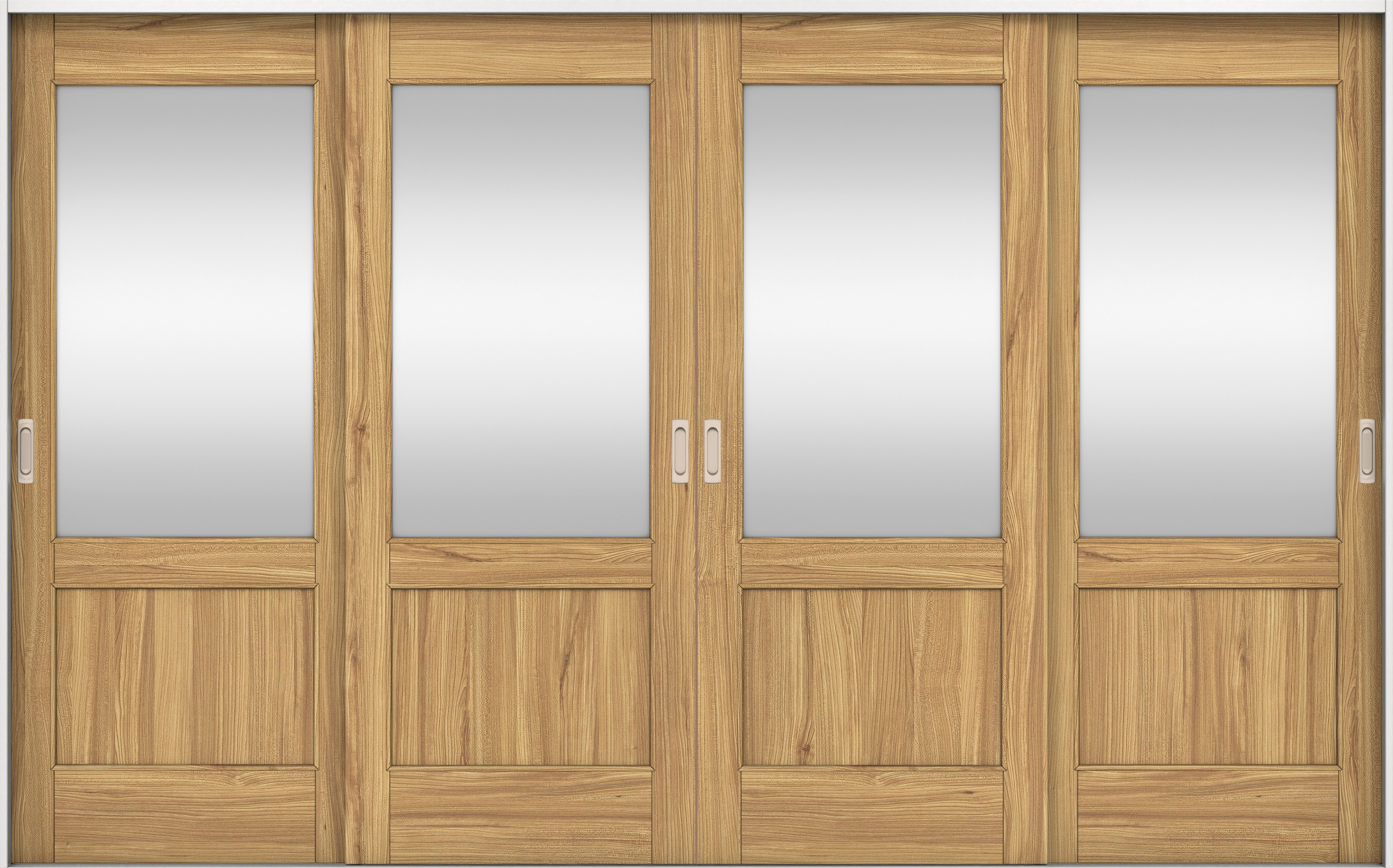 リビングドア　イエリア　引戸・４枚引違　扉セット　２６デザイン　３２６６幅用　２０００高　〈シナモンブラウン柄〉　左右兼用　錠なし　ラクラクローズ付