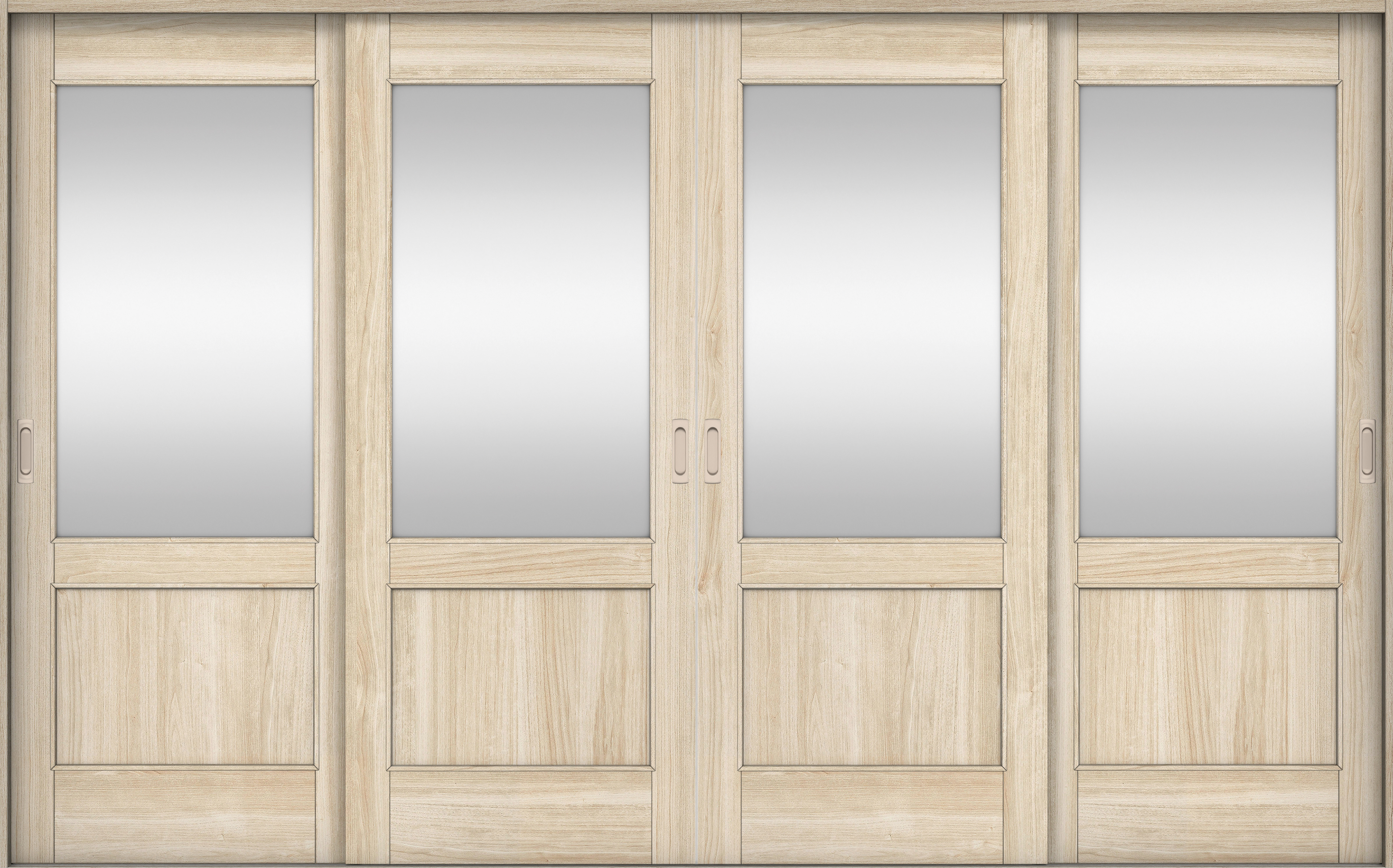 リビングドア　イエリア　引戸・４枚引違　扉セット　２６デザイン　３２６６幅用　２０００高　〈コットンベージュ柄〉　左右兼用　錠なし　ラクラクローズ付