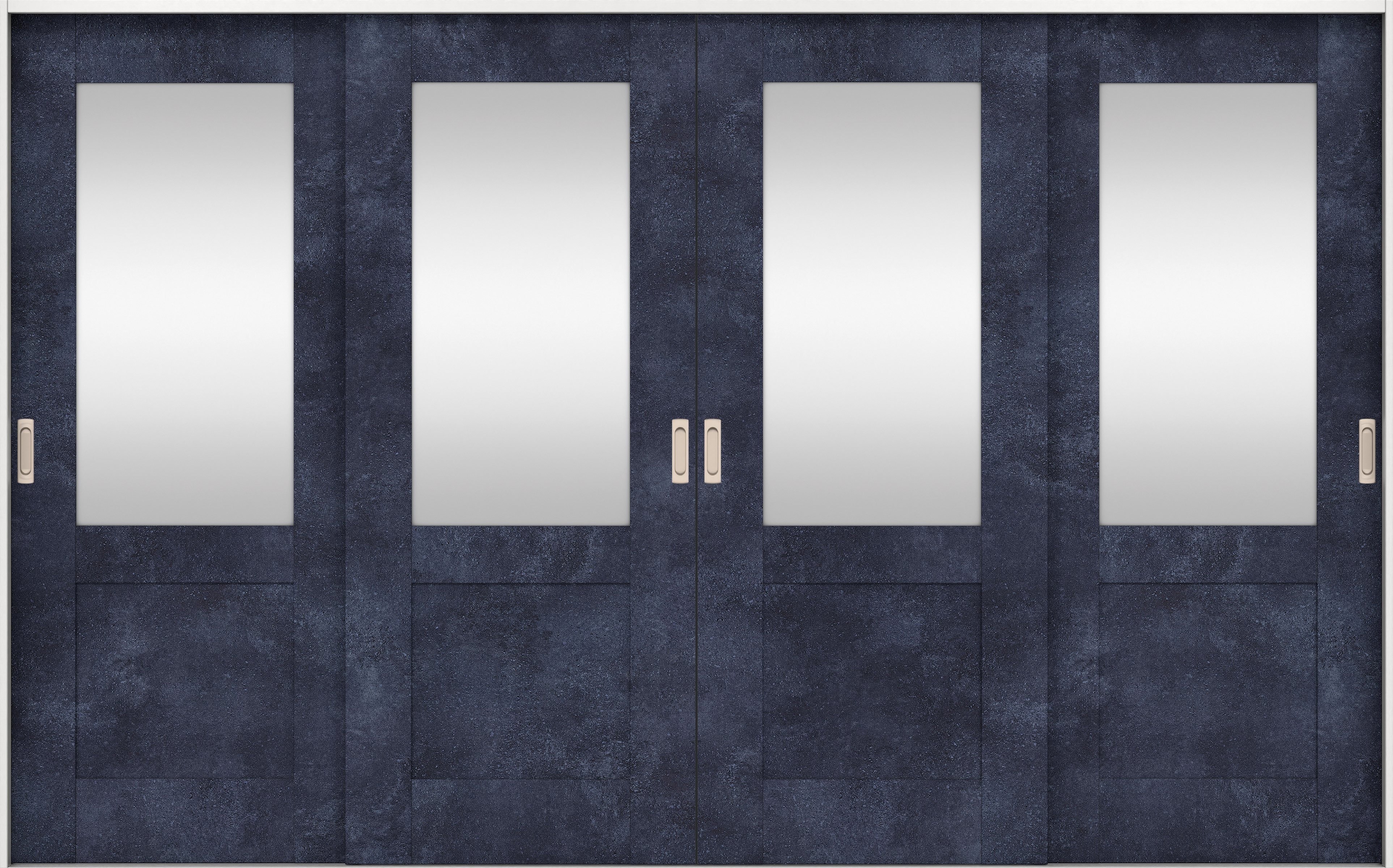 リビングドア　イエリア　引戸・４枚引違　扉セット　２８デザイン　３２６６幅用　２０００高　〈コバルトブルー柄〉　左右兼用　錠なし　ラクラクローズ付