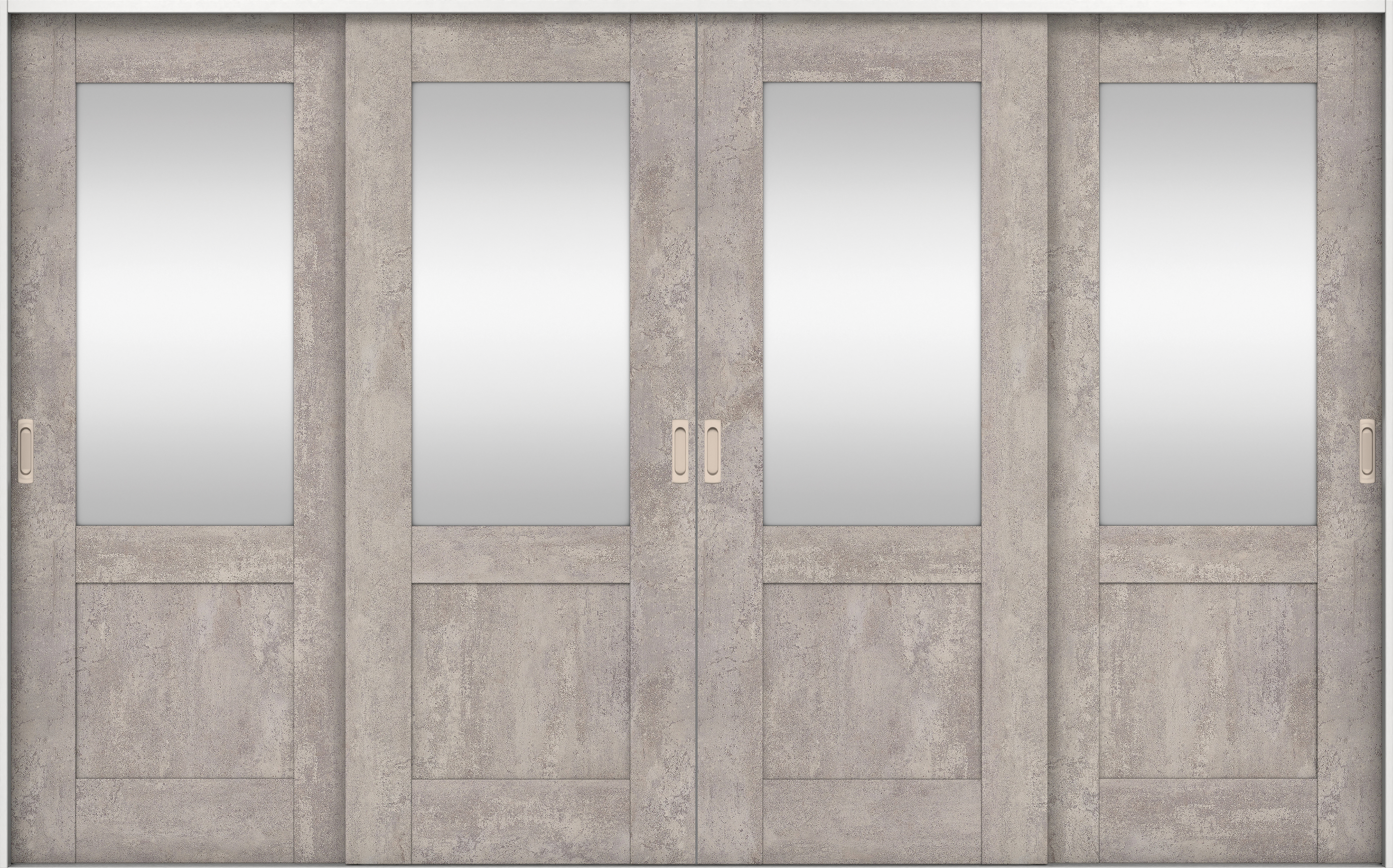 リビングドア　イエリア　引戸・４枚引違　扉セット　２８デザイン　３２６６幅用　２０００高　〈コンクリートグレー柄〉　左右兼用　錠なし　ラクラクローズ付