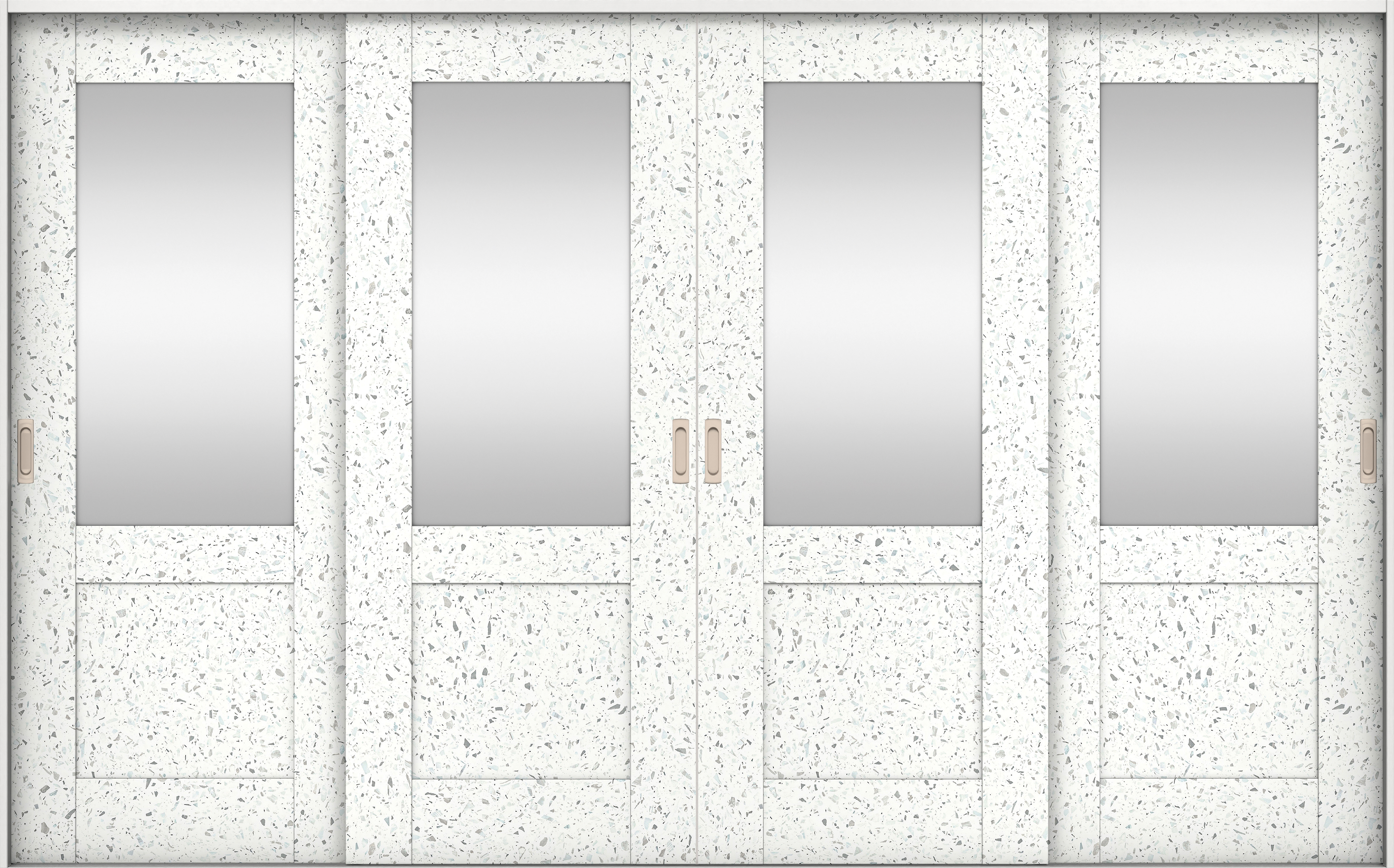 リビングドア　イエリア　引戸・４枚引違　扉セット　２８デザイン　３２６６幅用　２０００高　〈テラゾホワイト柄〉　左右兼用　錠なし　ラクラクローズ付