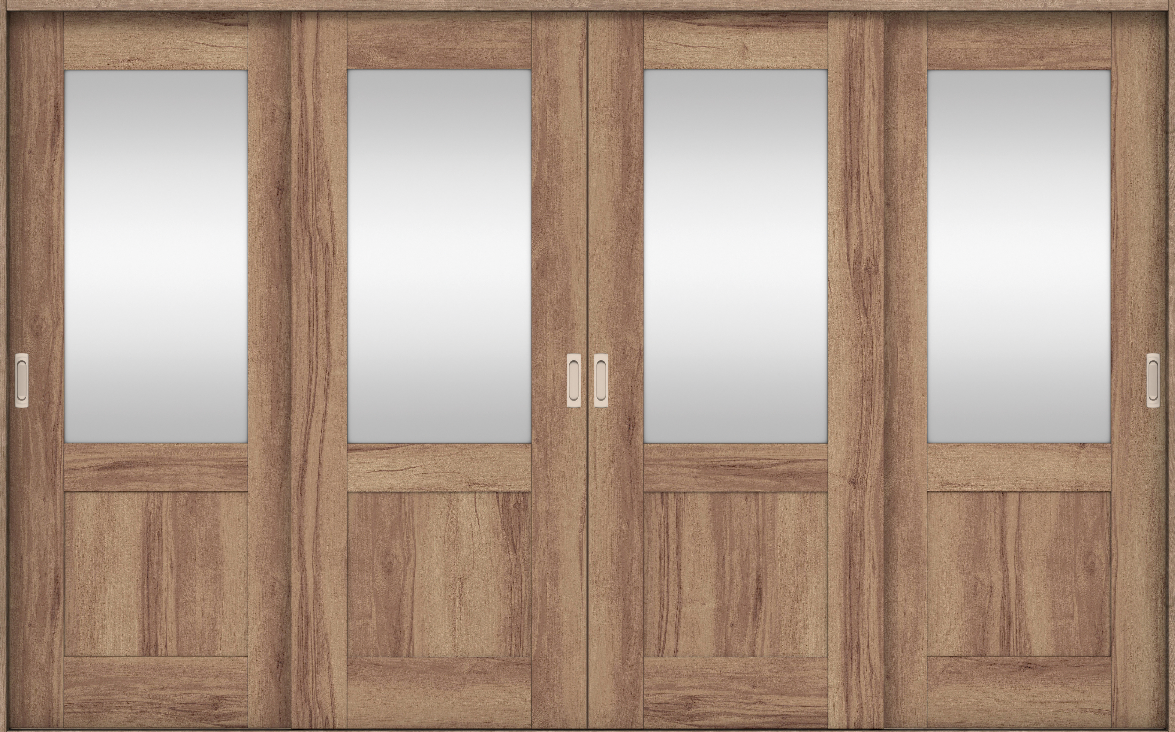 リビングドア　イエリア　引戸・４枚引違　扉セット　２８デザイン　３２６６幅用　２０００高　〈バームブラウン柄〉　左右兼用　錠なし　ラクラクローズ付