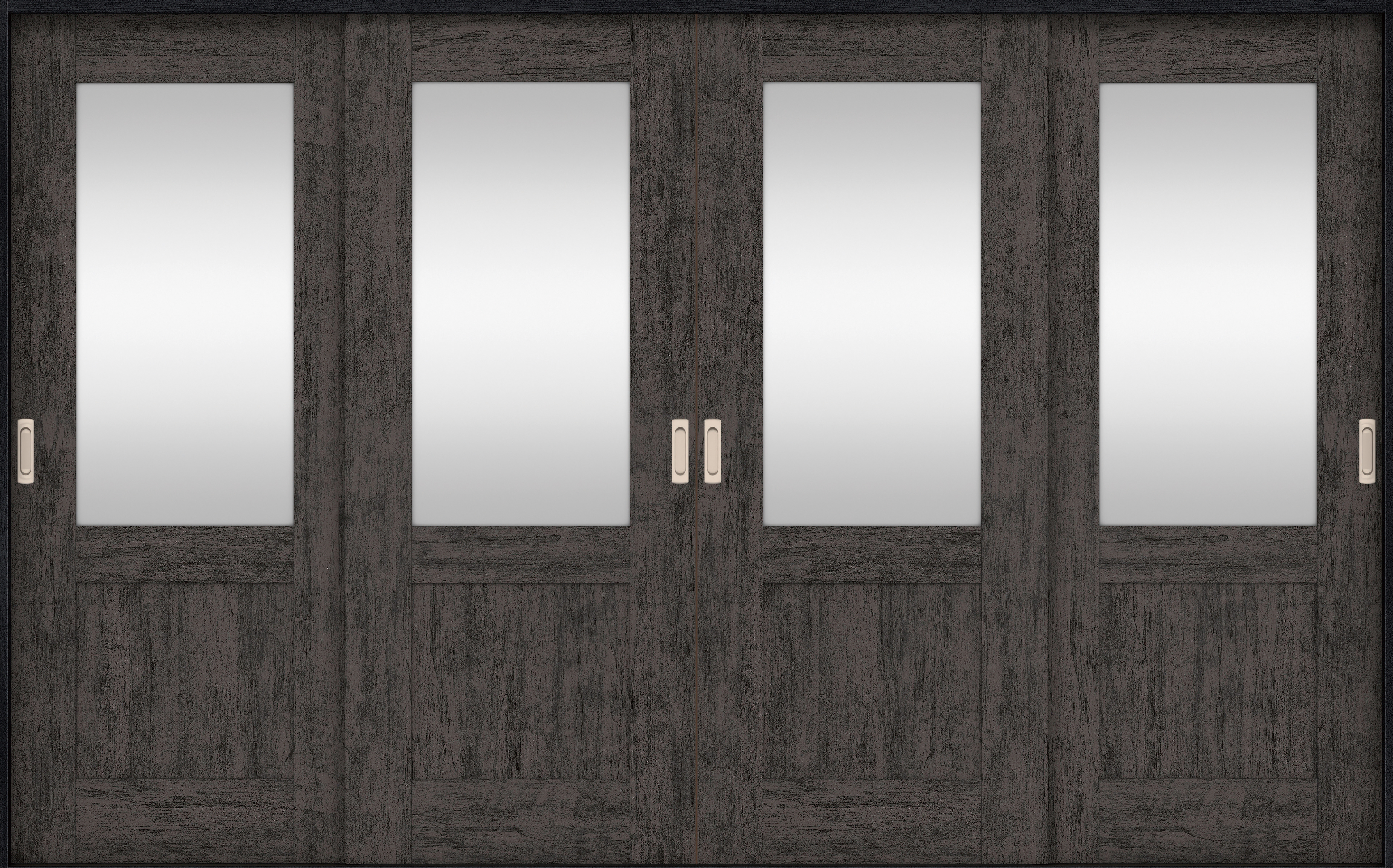 リビングドア　イエリア　引戸・４枚引違　扉セット　２８デザイン　３２６６幅用　２０００高　〈ドライブラック柄〉　左右兼用　錠なし　ラクラクローズ付