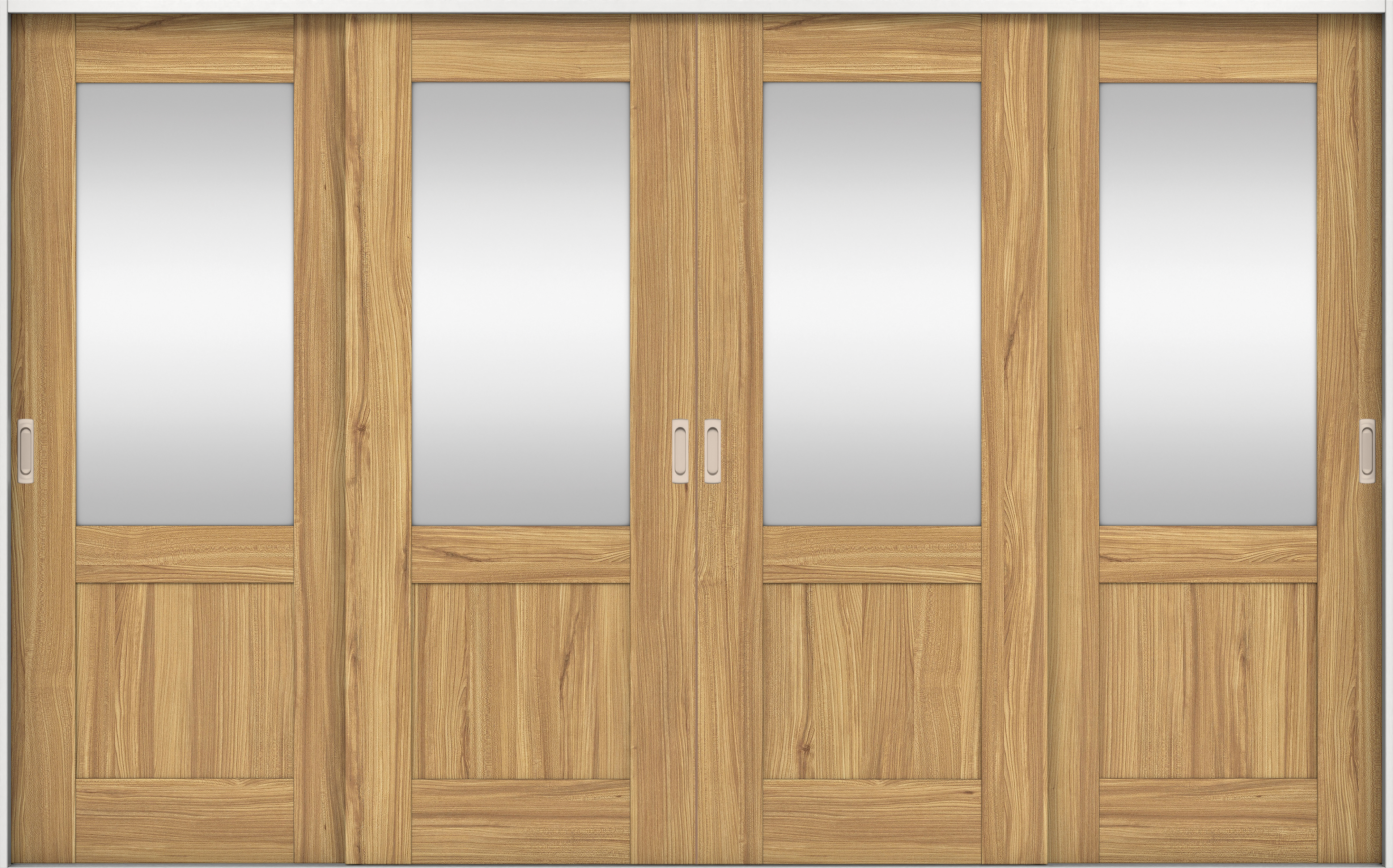 リビングドア　イエリア　引戸・４枚引違　扉セット　２８デザイン　３２６６幅用　２０００高　〈シナモンブラウン柄〉　左右兼用　錠なし　ラクラクローズ付