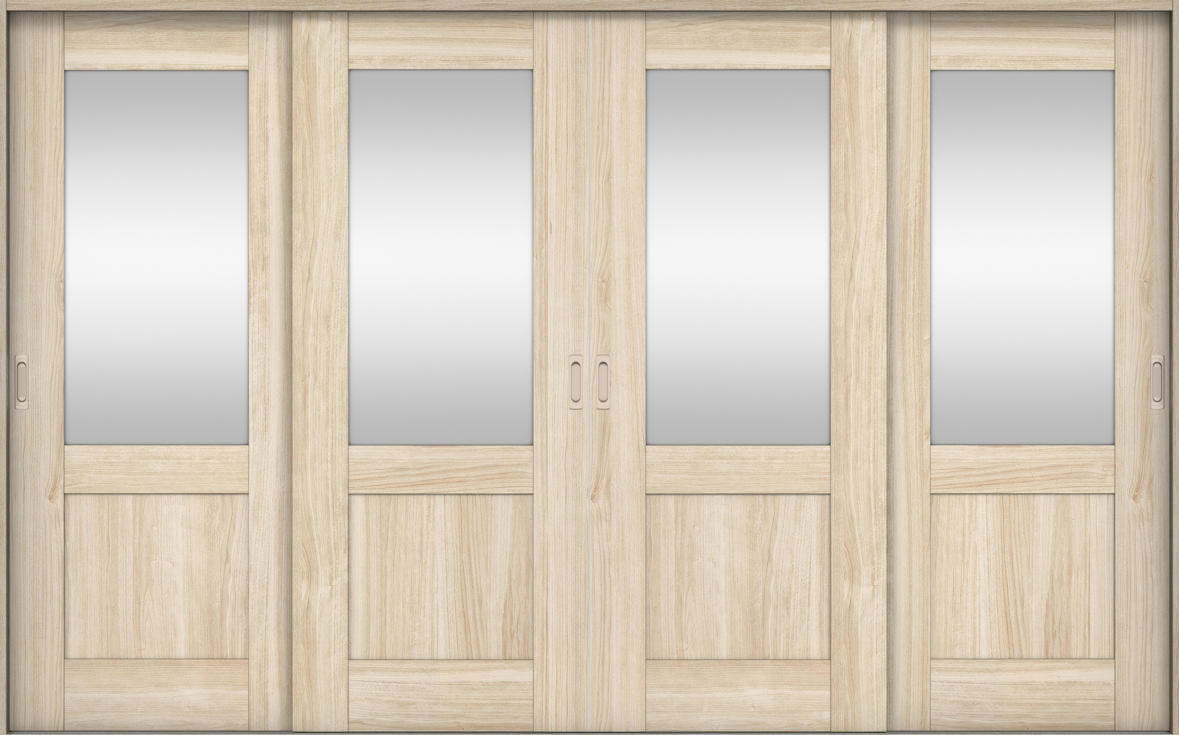 リビングドア　イエリア　引戸・４枚引違　扉セット　２８デザイン　３２６６幅用　２０００高　〈コットンベージュ柄〉　左右兼用　錠なし　ラクラクローズ付