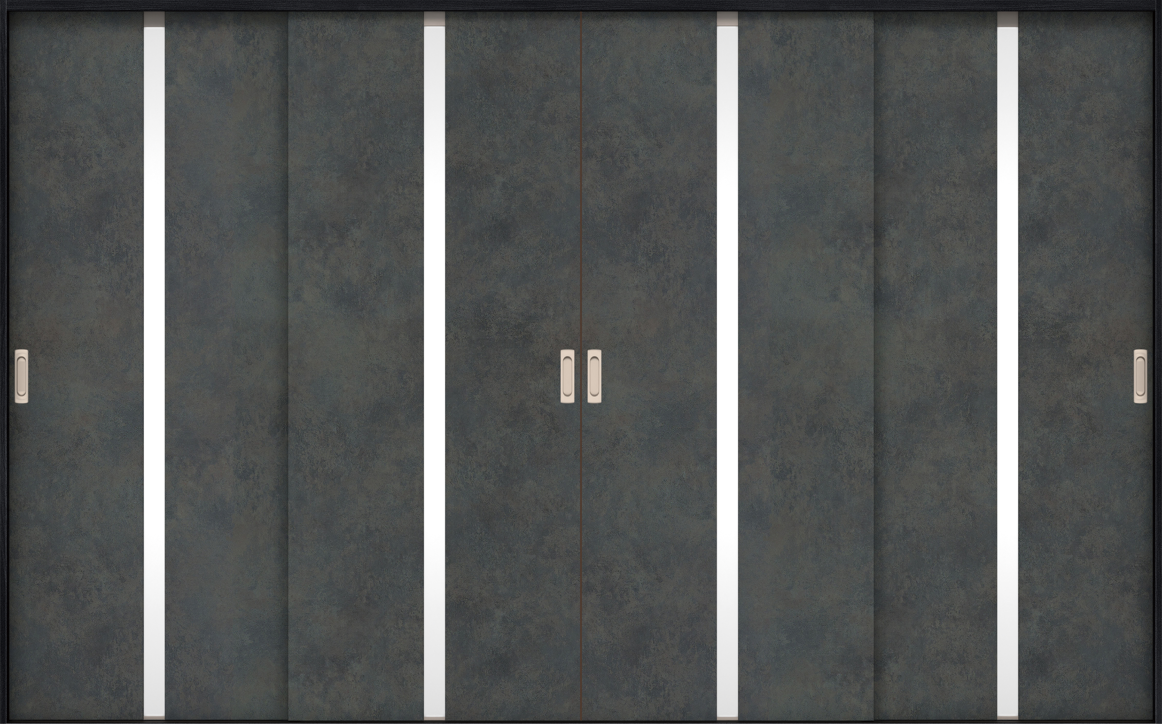 リビングドア　イエリア　引戸・４枚引違　扉セット　２Ｐデザイン　３２６６幅用　２０００高　〈アイアンブラック柄〉　左右兼用　錠なし　ラクラクローズ付