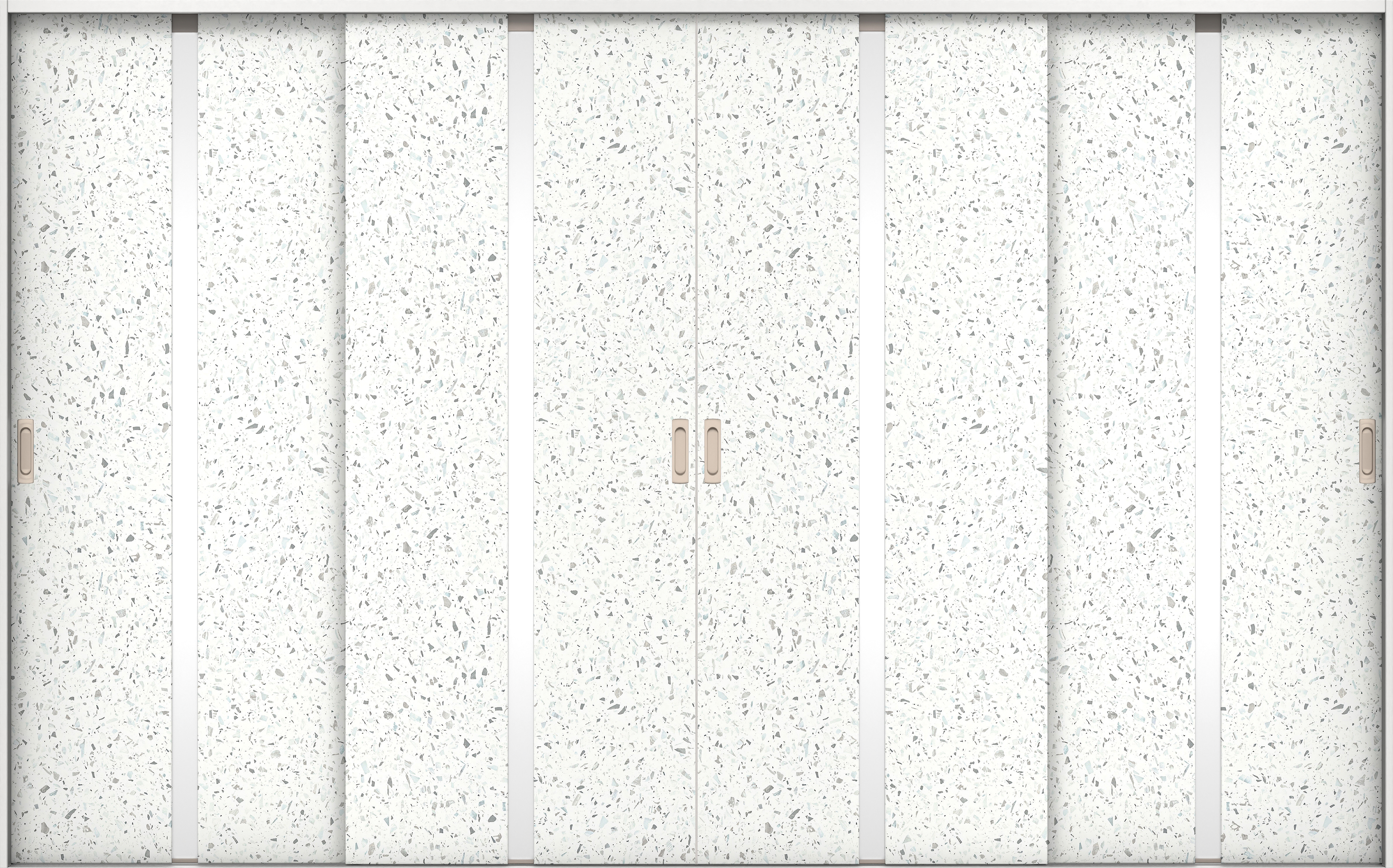 リビングドア　イエリア　引戸・４枚引違　扉セット　２Ｐデザイン　３２６６幅用　２０００高　〈テラゾホワイト柄〉　左右兼用　錠なし　ラクラクローズ付