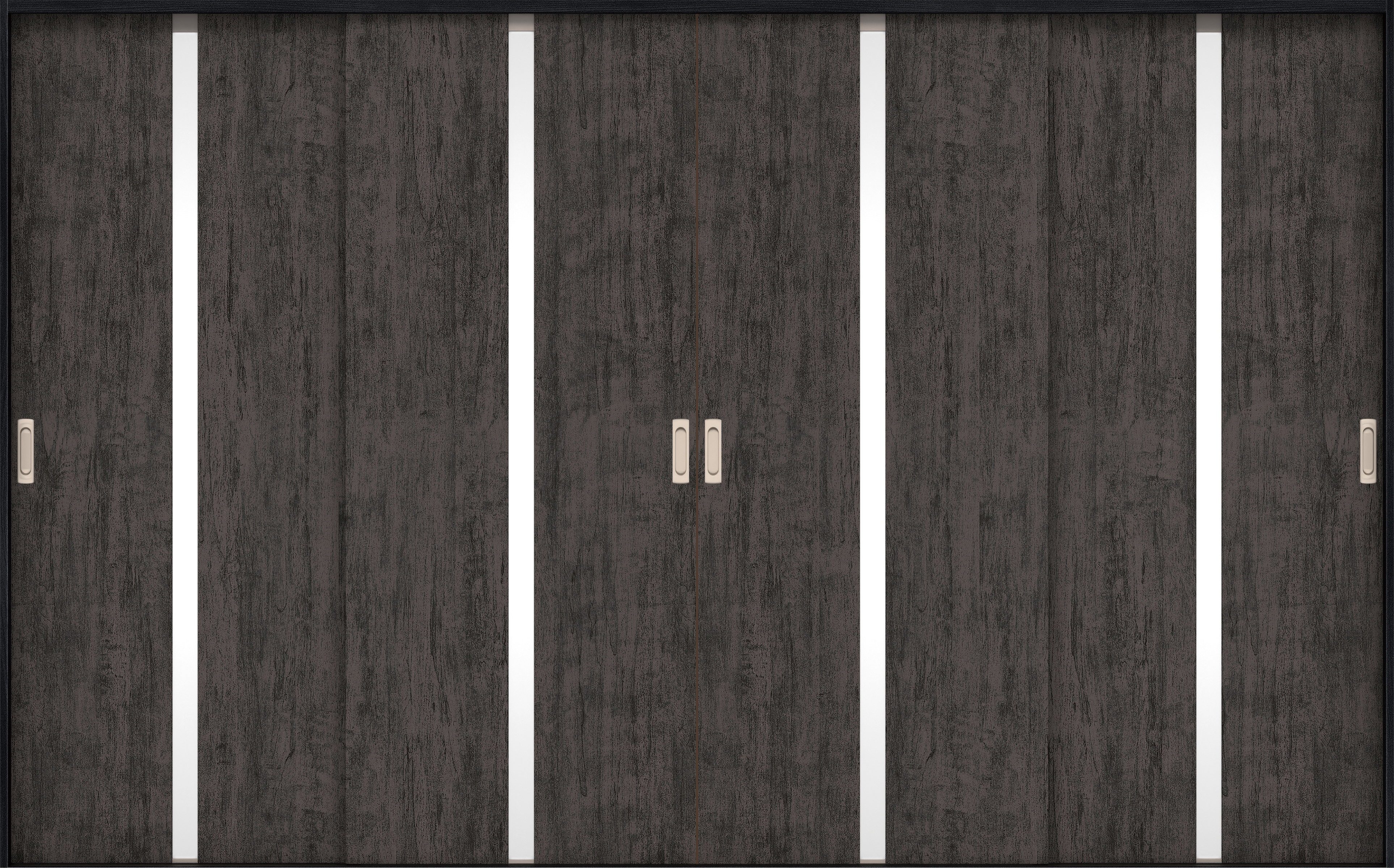 リビングドア　イエリア　引戸・４枚引違　扉セット　２Ｐデザイン　３２６６幅用　２０００高　〈ドライブラック柄〉　左右兼用　錠なし　ラクラクローズ付