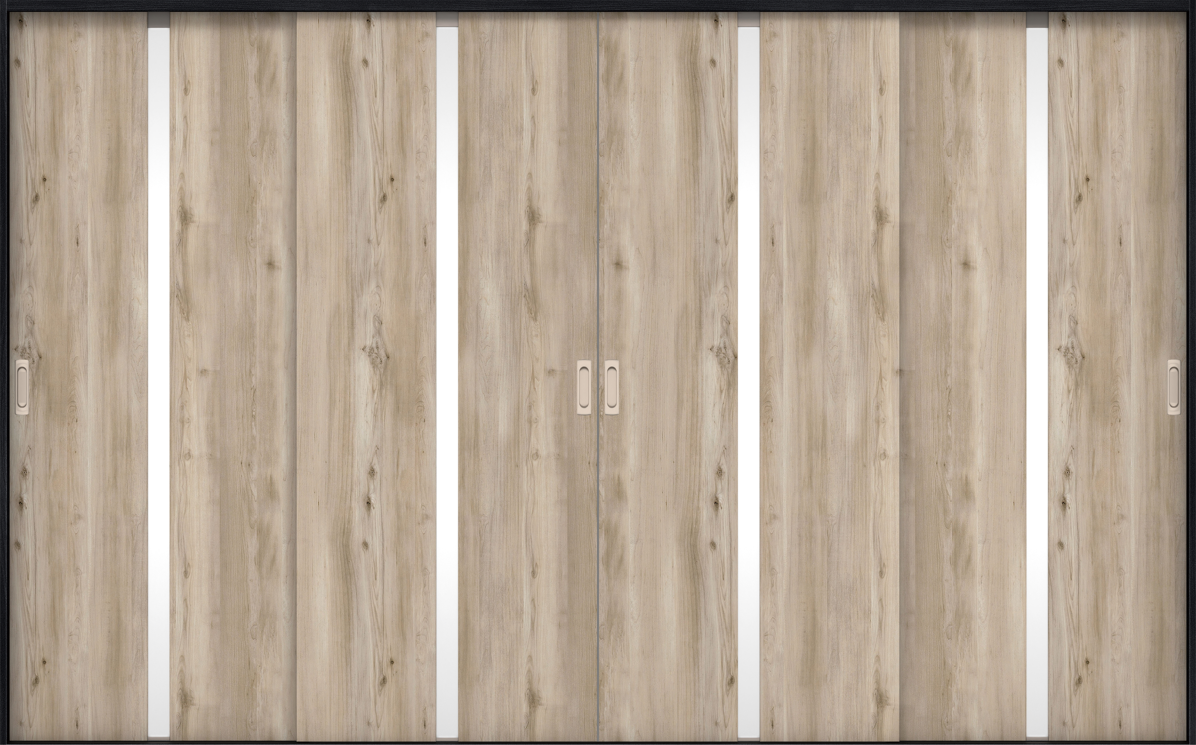 リビングドア　イエリア　引戸・４枚引違　扉セット　２Ｐデザイン　３２６６幅用　２０００高　〈スモークグレー柄〉　左右兼用　錠なし　ラクラクローズ付