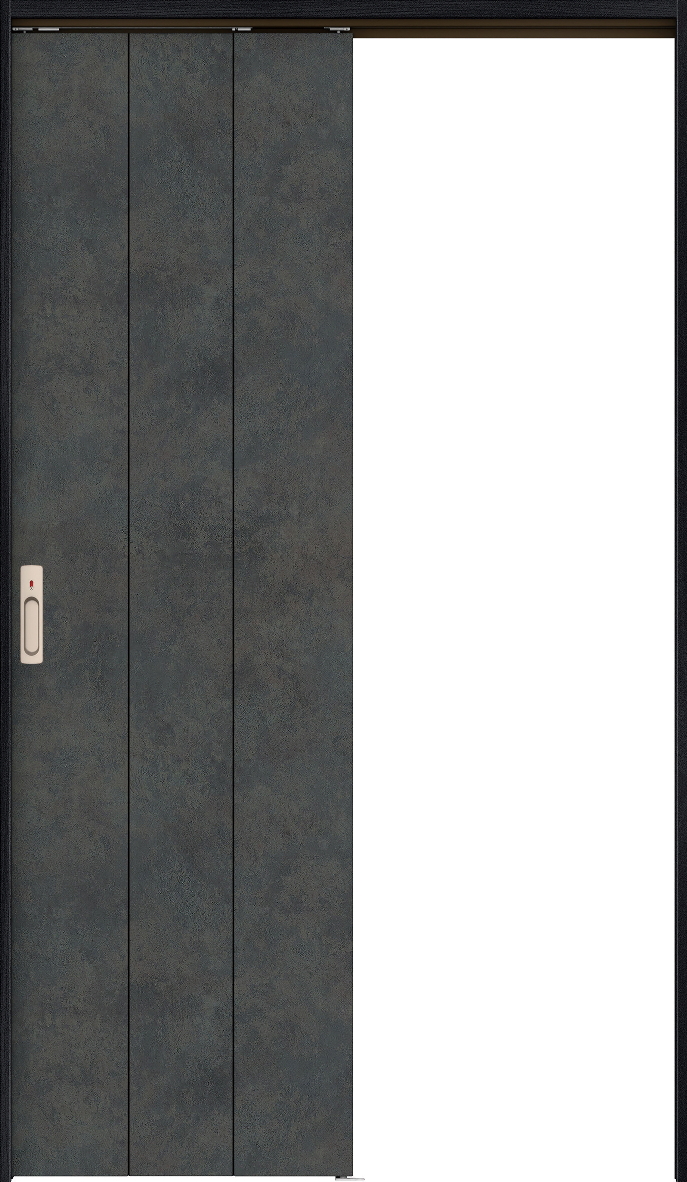 リビングドア　イエリア　吊戸・片引　扉セット　Ｇ１デザイン　１１８３幅用　２０００高　〈アイアンブラック柄〉　左右兼用　カマ錠付　表示錠　ラクラクローズ付用