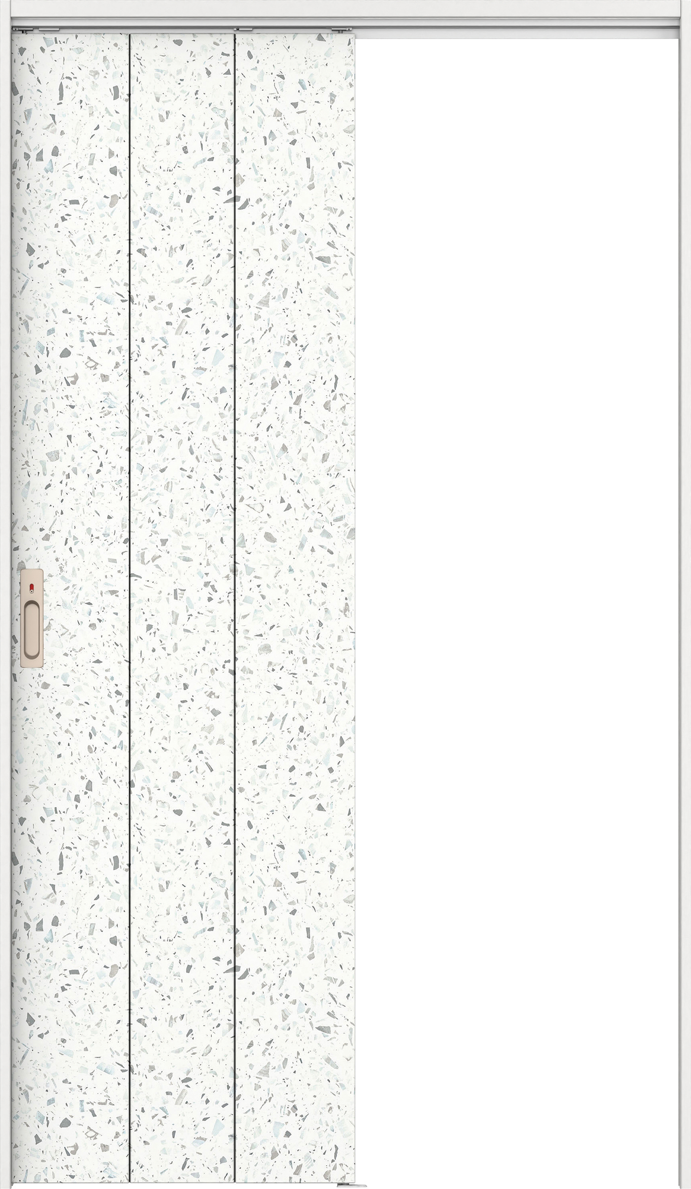 リビングドア　イエリア　吊戸・片引　扉セット　Ｇ１デザイン　１１８３幅用　２０００高　〈テラゾホワイト柄〉　左右兼用　カマ錠付　表示錠　ラクラクローズ付用